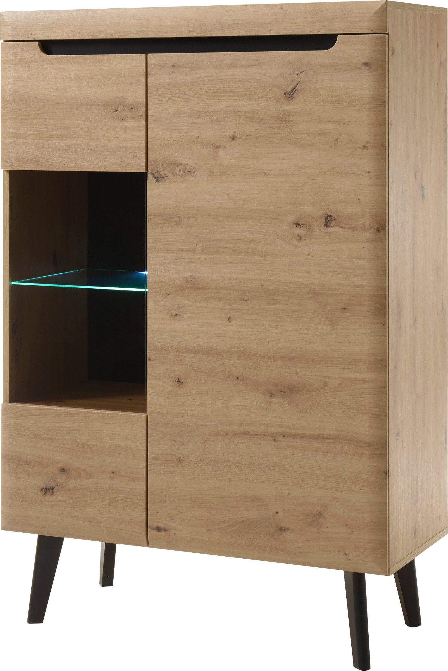 INOSIGN Vitrinekast Torge, hoge kast, glazen vitrine, staande vitrine, vitrinekast in drie verschillende kleuren beschikbaar, glazen deur & -bodem, 90 cm breed (1 stuk)