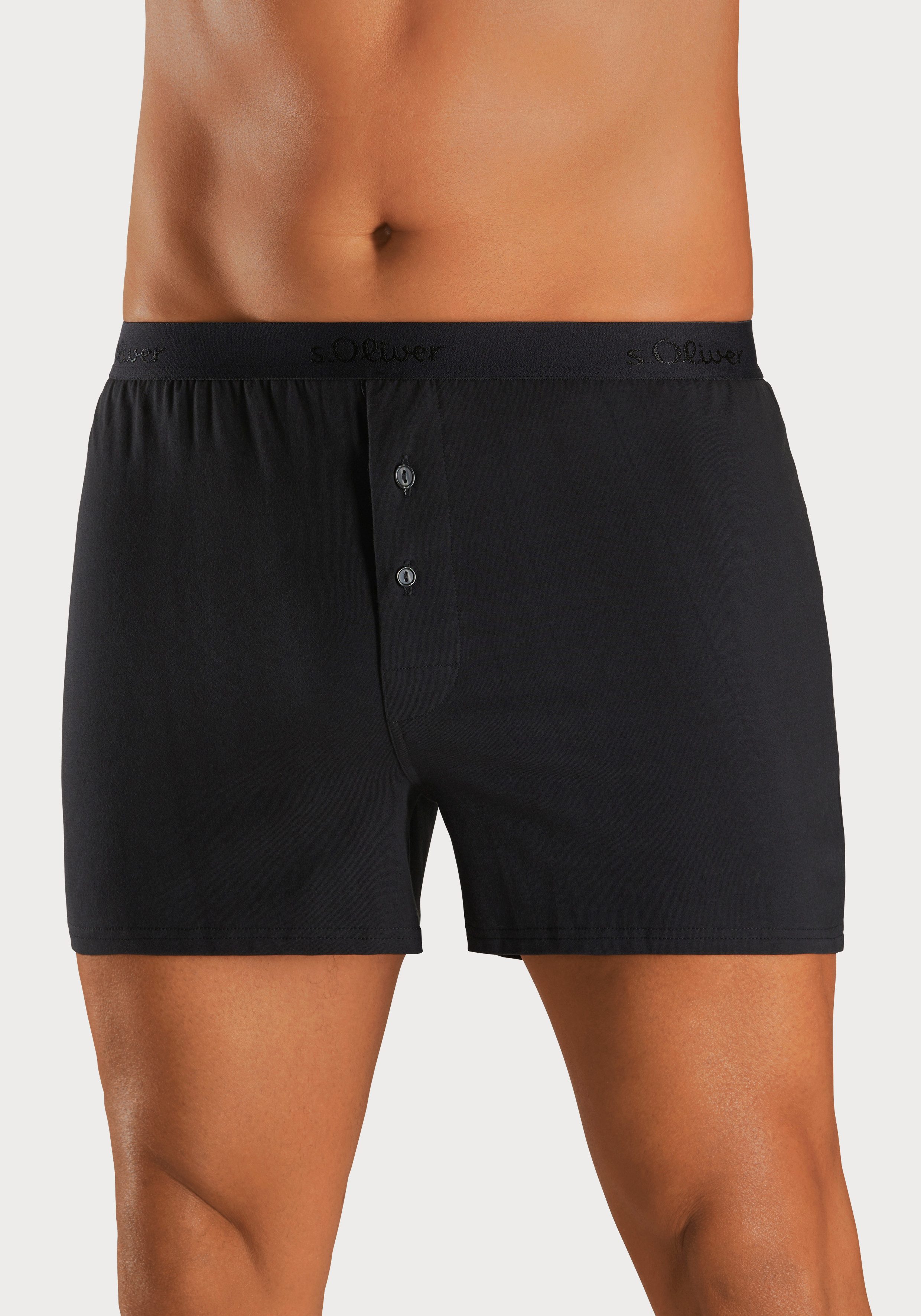 s.Oliver RED LABEL Beachwear Wijde boxershort unikleur en gedessineerd (set 2 stuks)