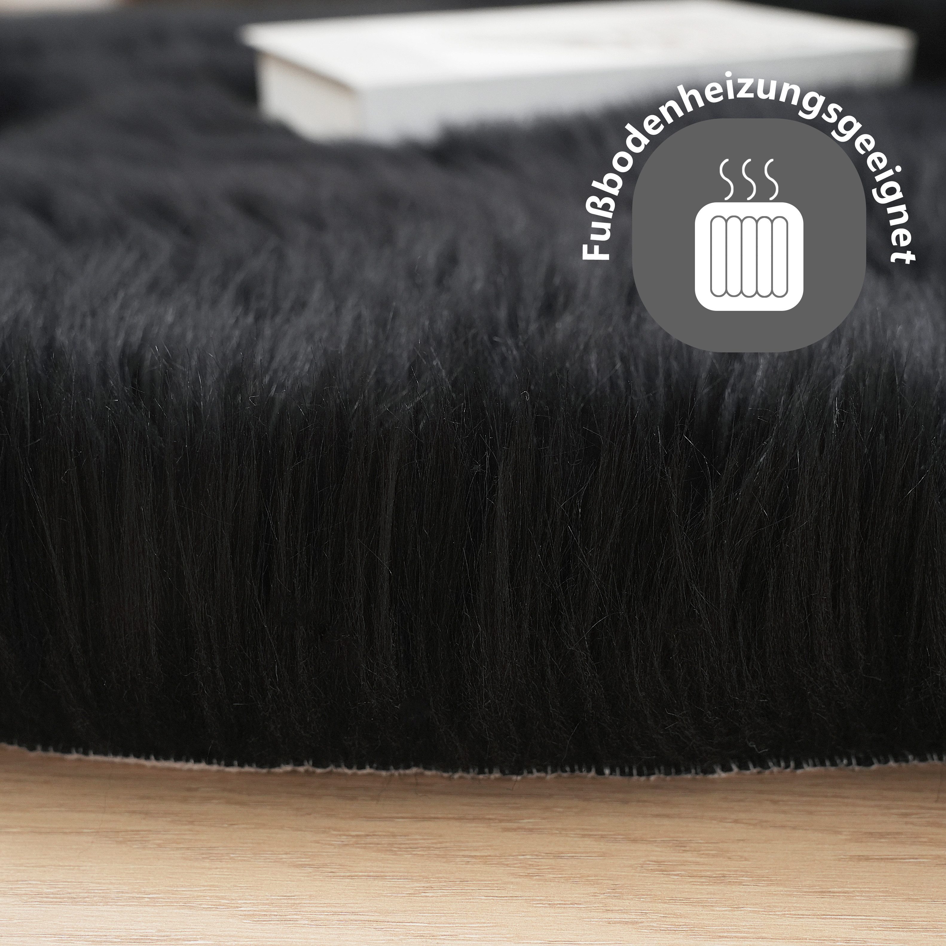 my home Vachtvloerkleed Dena, hoogpolige vloerkleden, behaaglijk zacht Imitatiebont, unikleur, woonkamer, slaapkamer, eetkamer