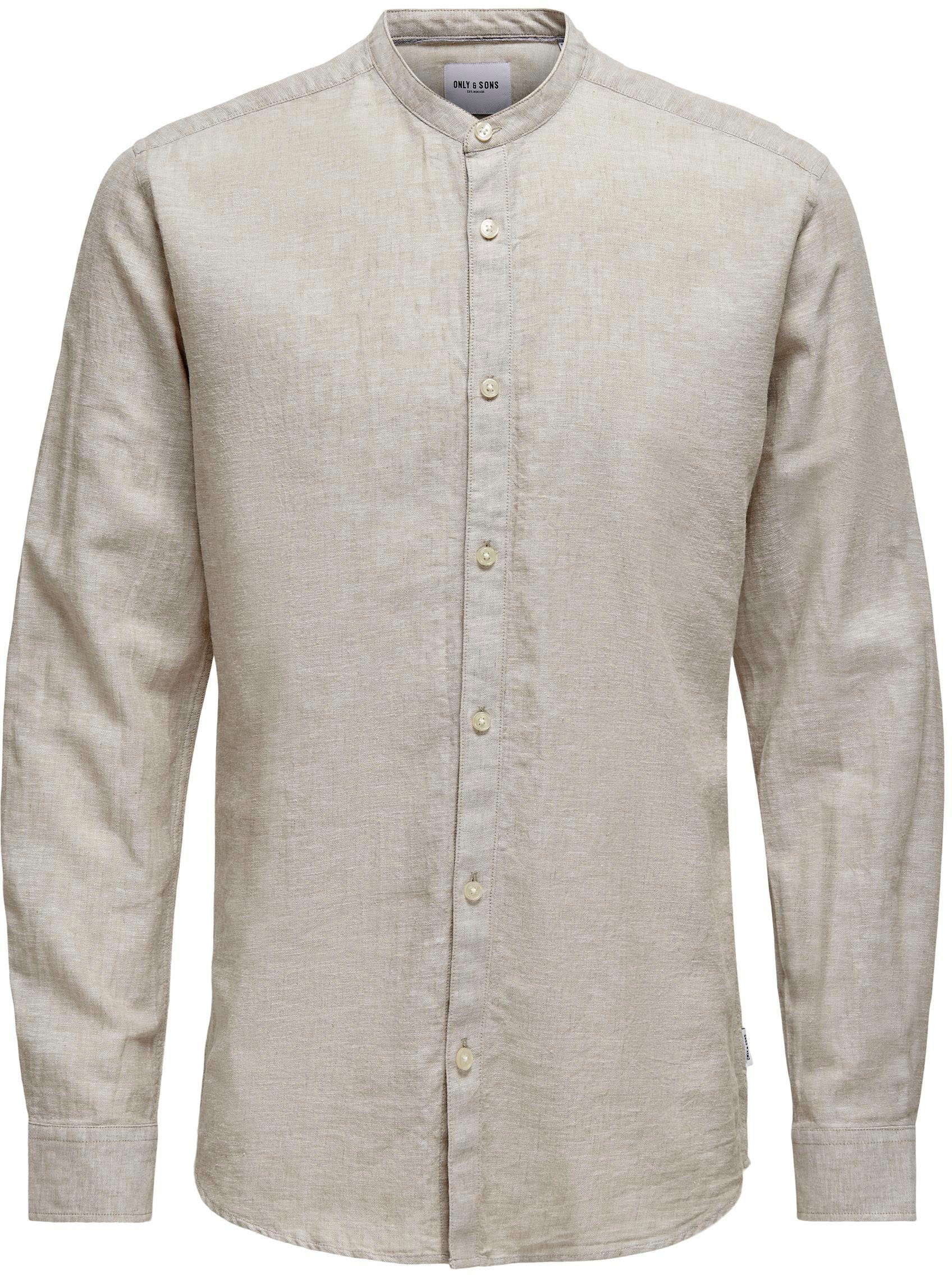 ONLY & SONS Overhemd met lange mouwen ONSCAIDEN LS SOLID LINEN MAO SHIRT NOOS