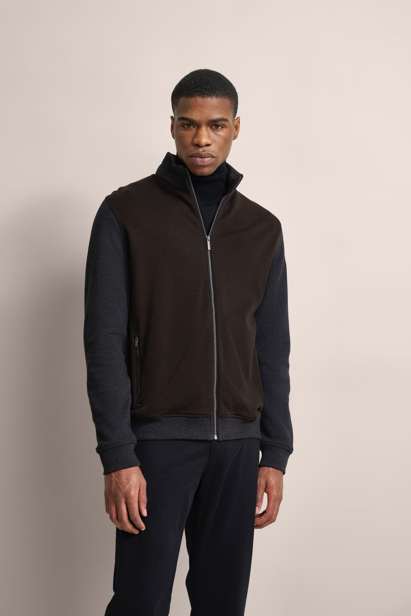 Bugatti Sweatvest met pied-de-poulemotief