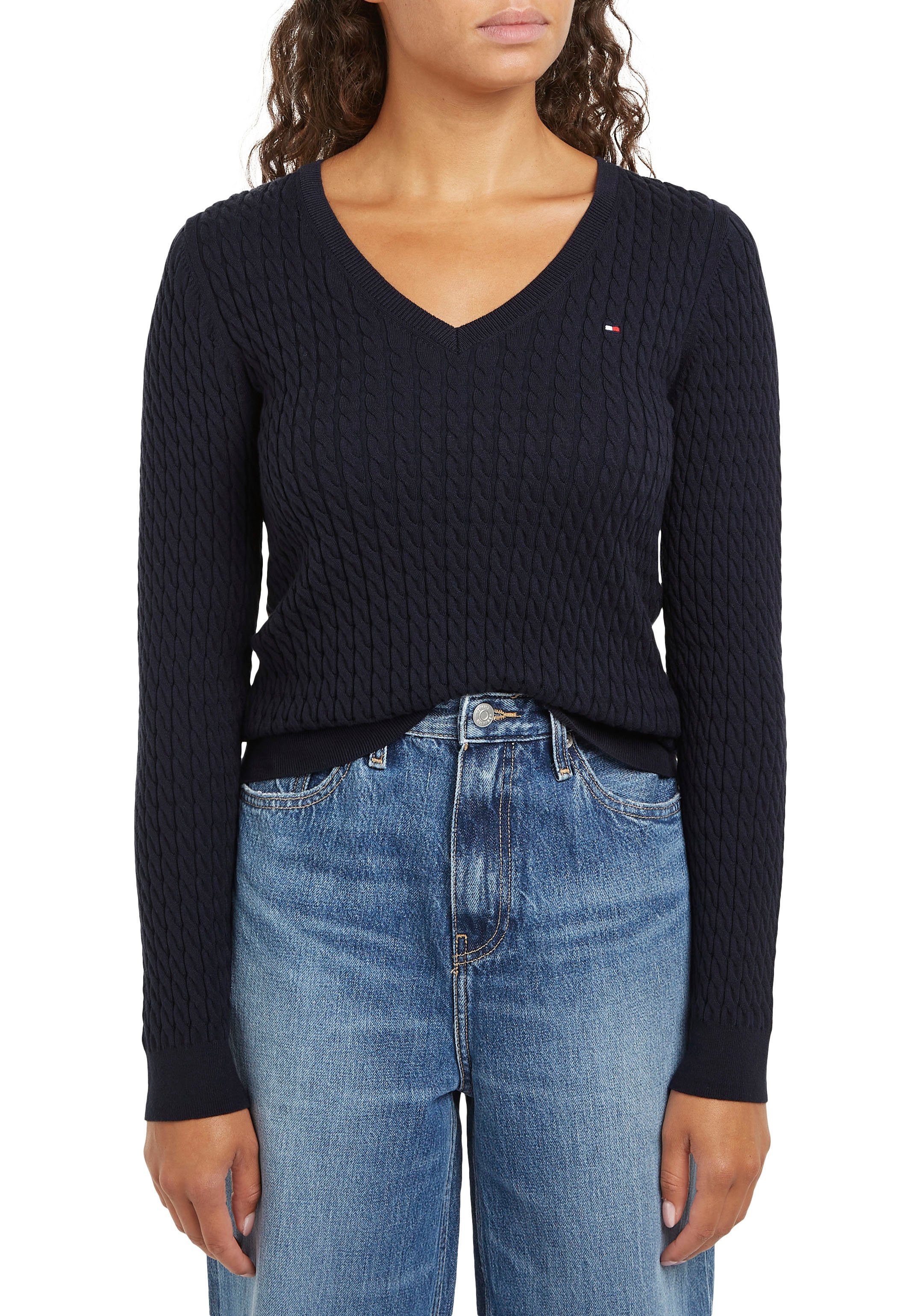 Tommy Hilfiger Gebreide trui CO CABLE V-NK SWEATER