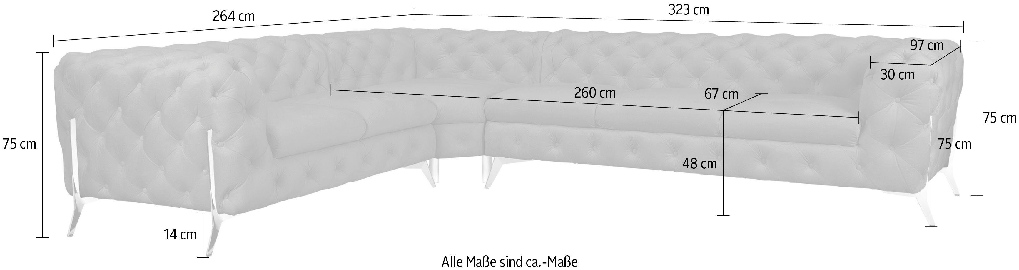 Leonique Chesterfield-bank Amaury L-vorm grote hoekbank, chesterfield-look, breedte 323 cm, kleur van de poten ter keuze