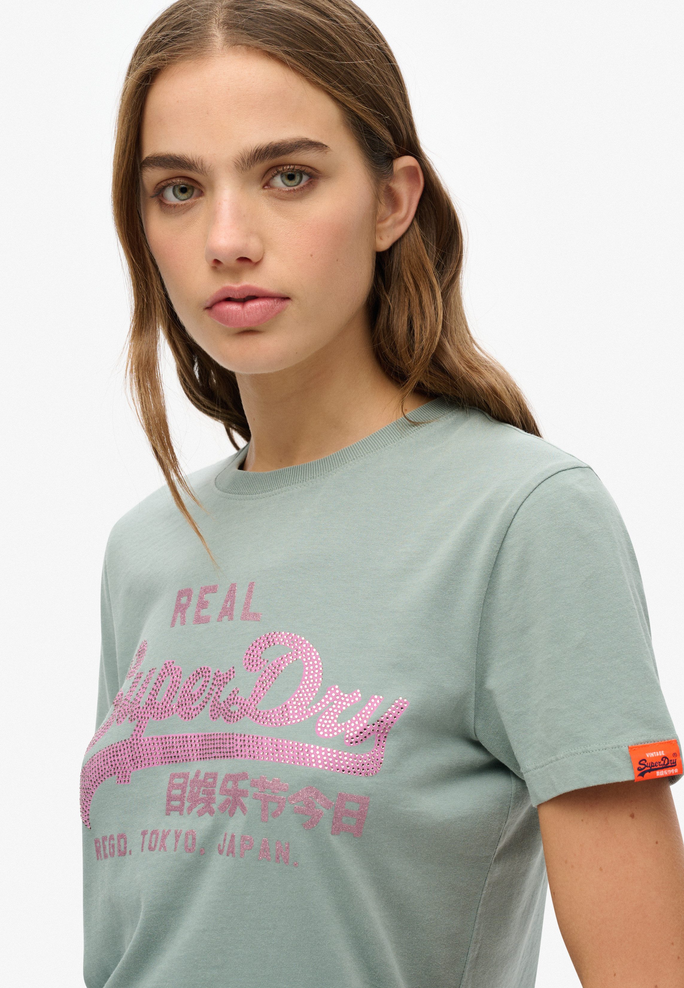 Superdry Shirt met korte mouwen VL RHINESTONE SLIM TEE
