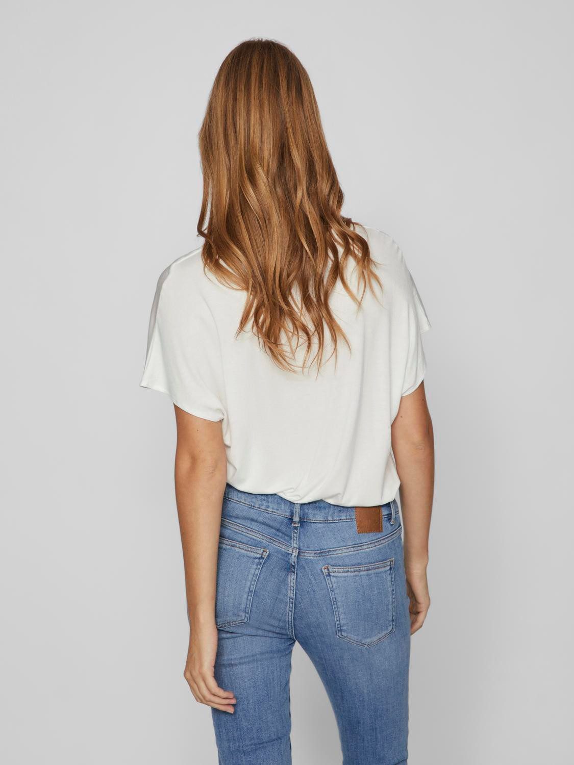 Vila Shirt met V-hals VIELLETTE V-NECK S S SATIN TOP NOOS