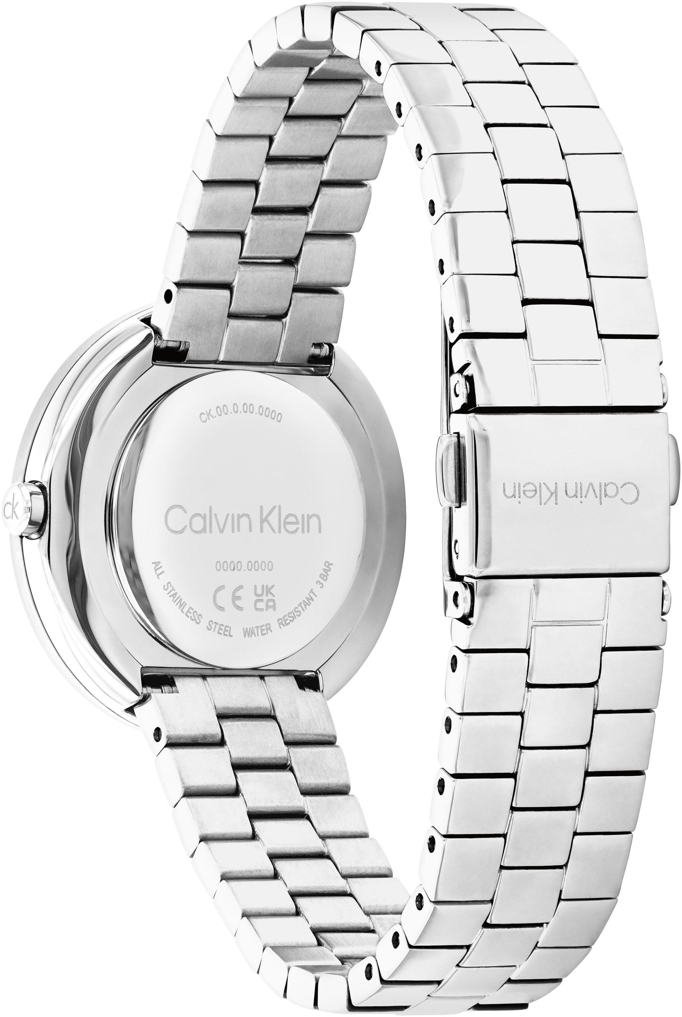 Calvin Klein Kwartshorloge Twisted bezel Polshorloge, dameshorloge, roestvrijstalen band, analoog, glasstenen