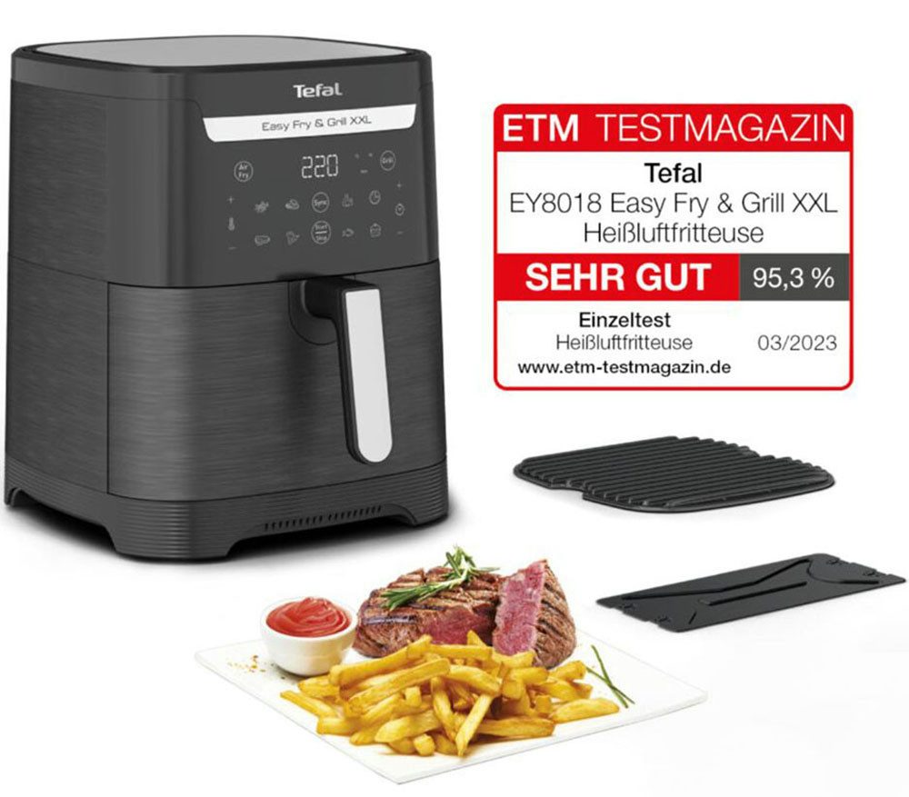 Tefal Airfryer EY8018 Easy Fry & grill XXL, 2-in-1 2 aparte zones, 6,5 l xxl-inhoud, ey8018