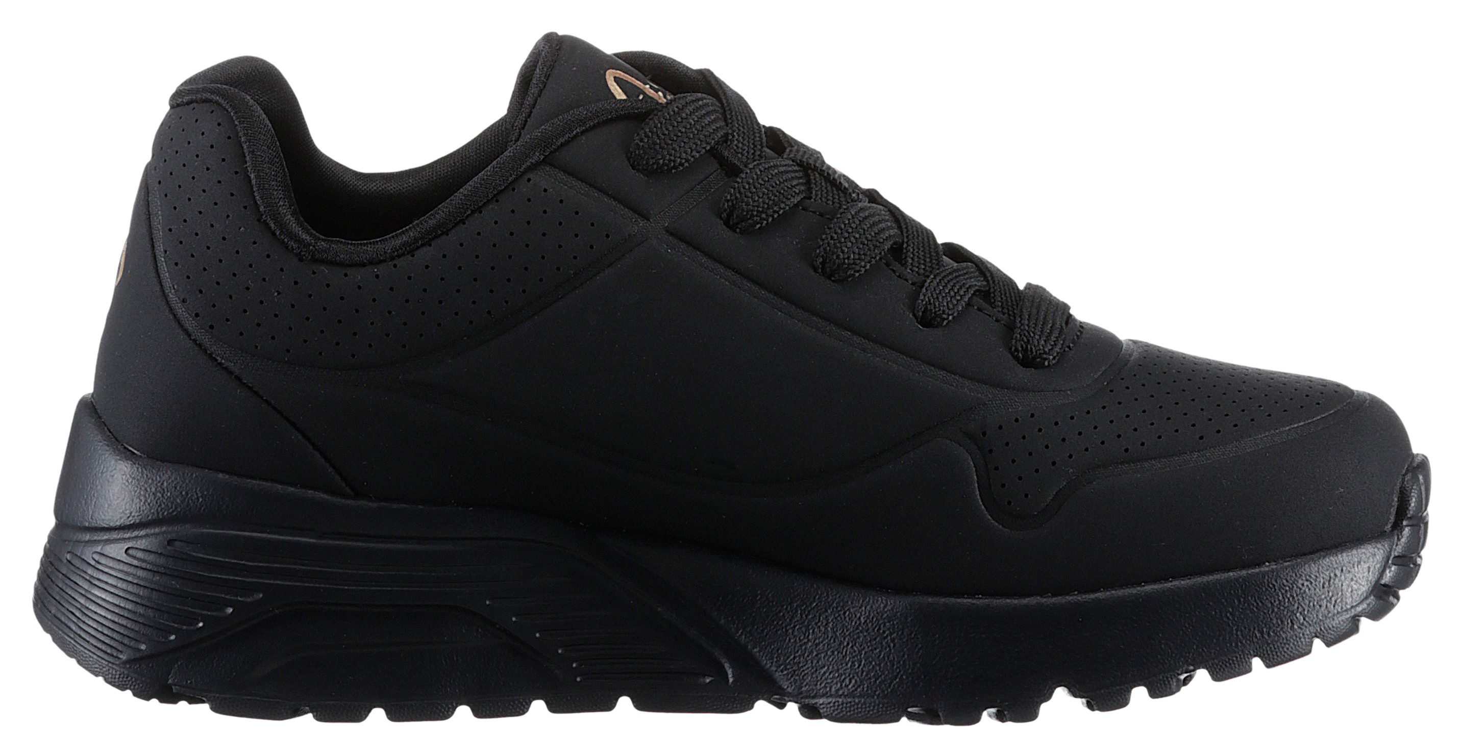 Skechers Plateausneakers Skechers x JGoldcrown: Uno Lite - Metallic Love veterschoenen, wedge sneaker met hartjes in metallic-look bedrukt