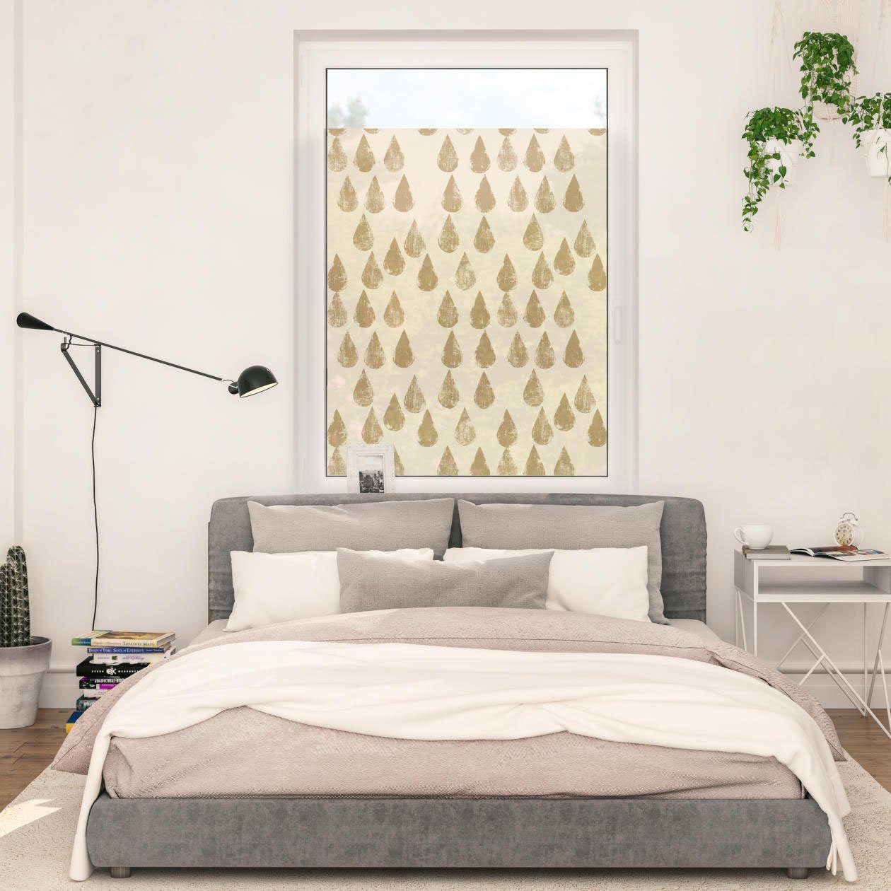 LICHTBLICK Raamfolie zelfklevend, bescherming tegen inkijk, golden drops - goud (1 stuk) raamdecoratie maat 50 cm x 50 cm goud(kleur)