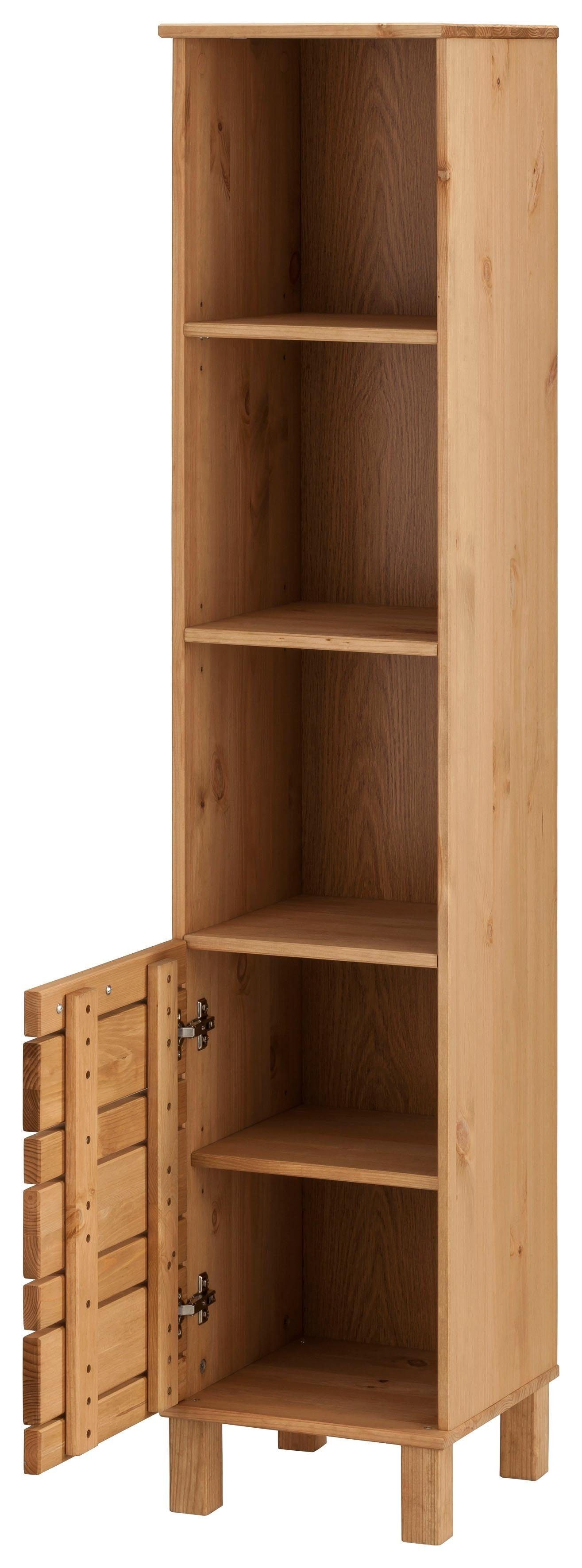 Home affaire Hoge kast Josie Breedte 30 cm, van massief hout, verstelbare planken, metalen grepen