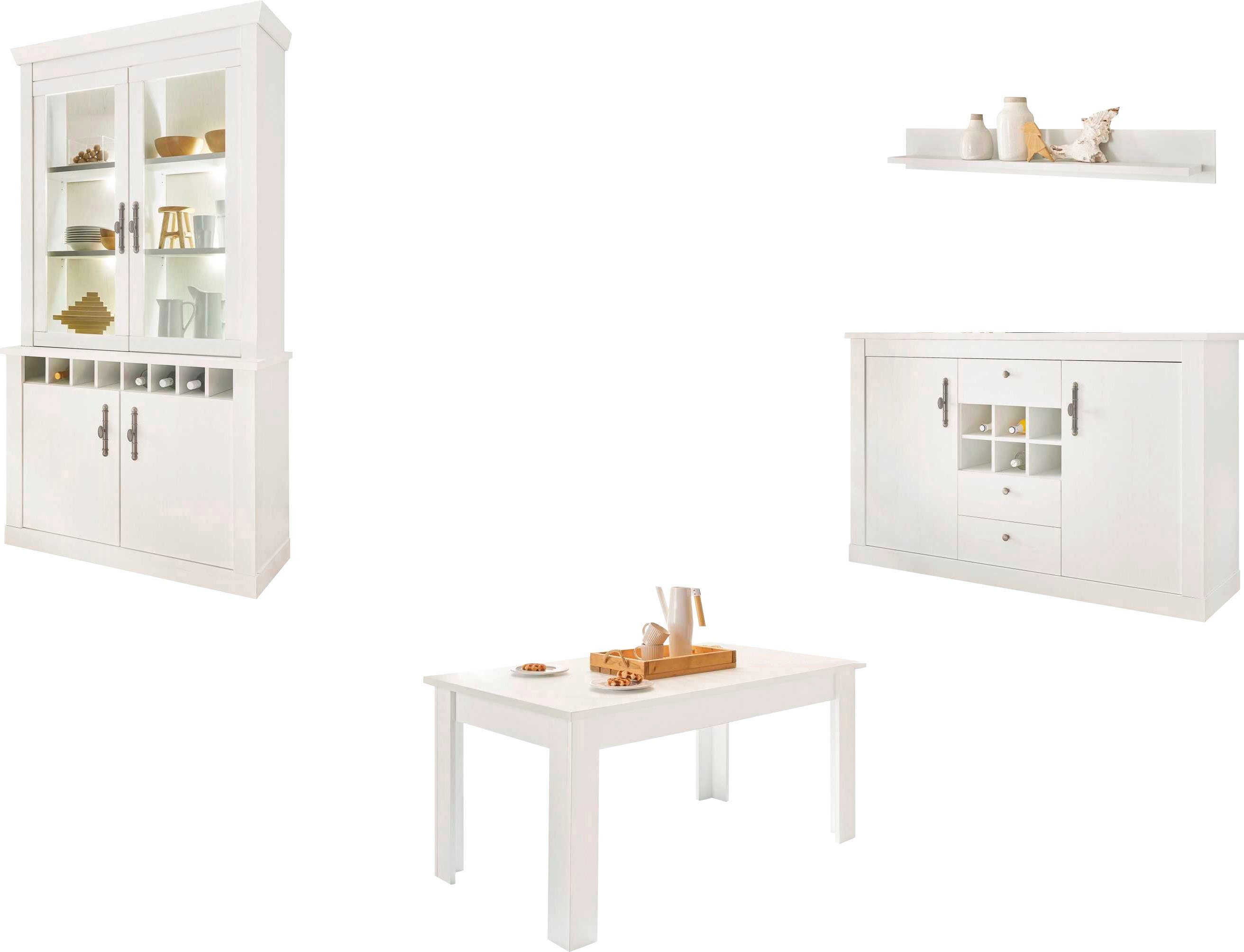 Home affaire Wandmeubel Ravenna in romantische landelijke stijl, grepen van metaal, soft-closefunctie (4-delig)