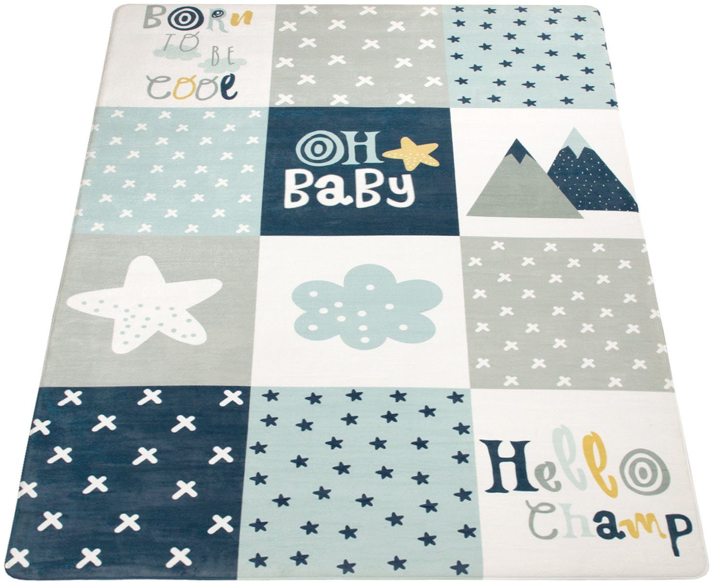 Paco Home Kindervloerkleed Chicos 554 Platweefsel, met een opschrift & regenboog of sterretjes, pastelkleuren speelkleden maat 120 cm x 160 cm x 2 mm