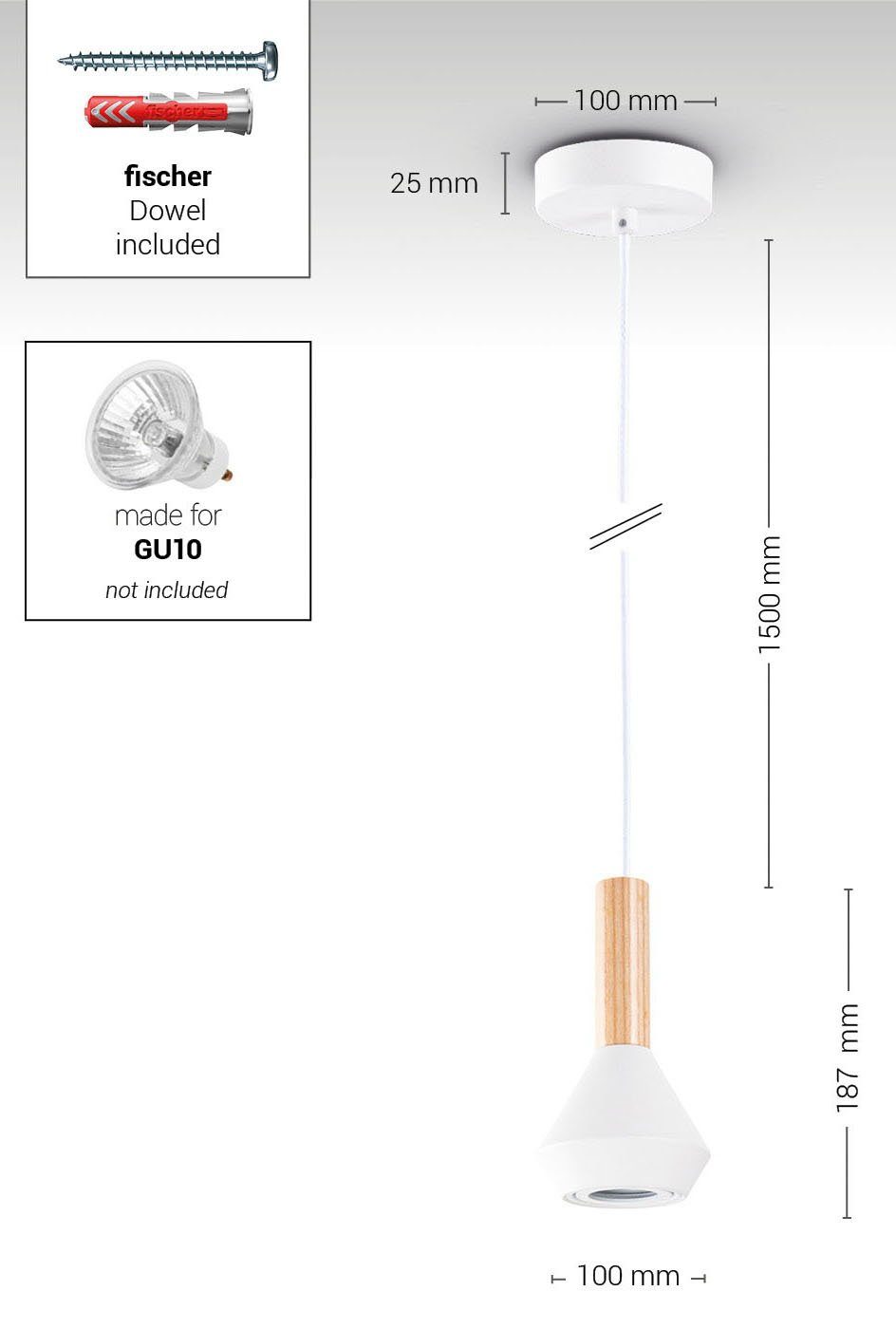 Paco Home Hanglamp Mora Woonkamer eetkamer klein modern hout metaal GU10 keukenlamp