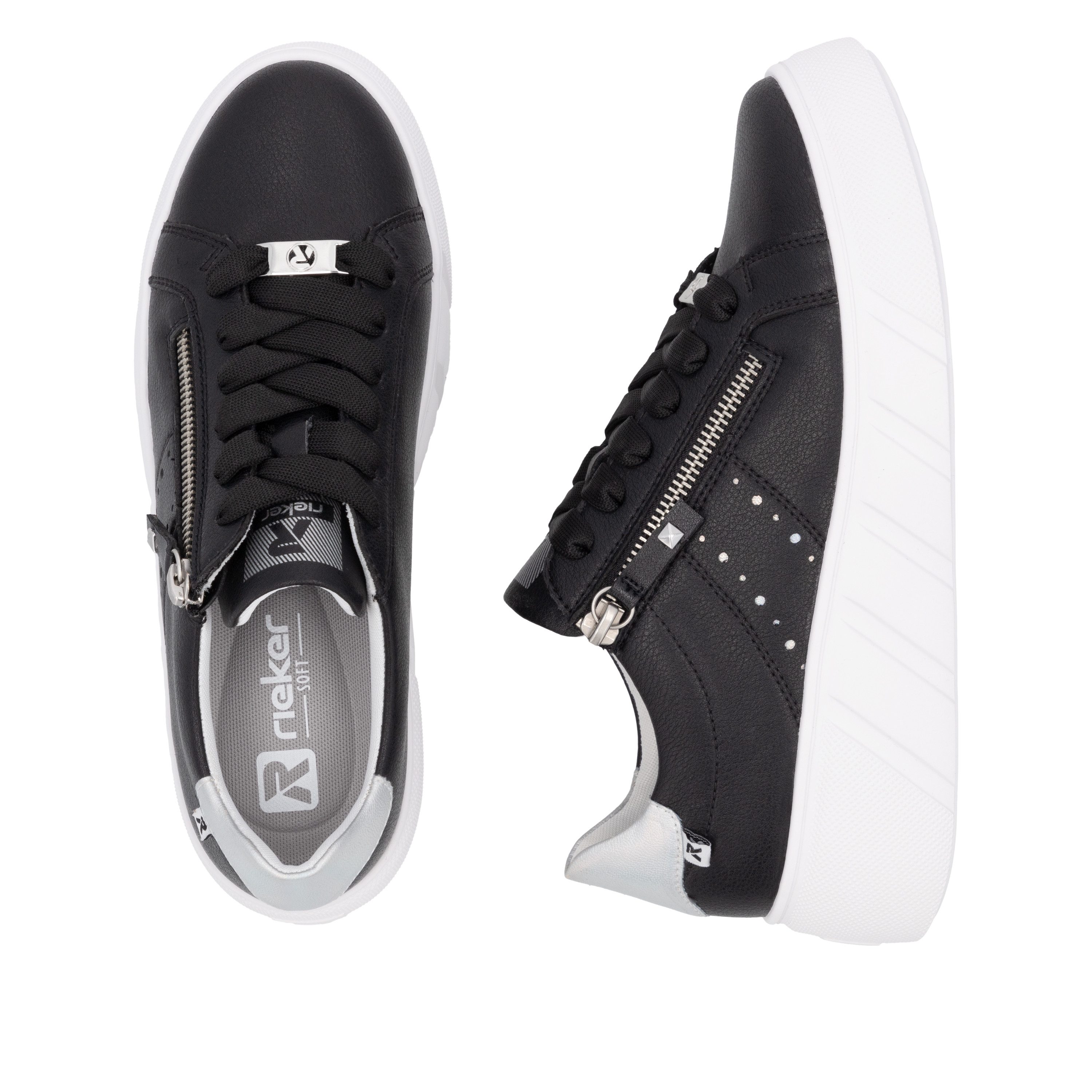 RIEKER Sport Plateausneakers , vrijetijdsschoen, lage schoen, veterschoen met zijlijke perforatie