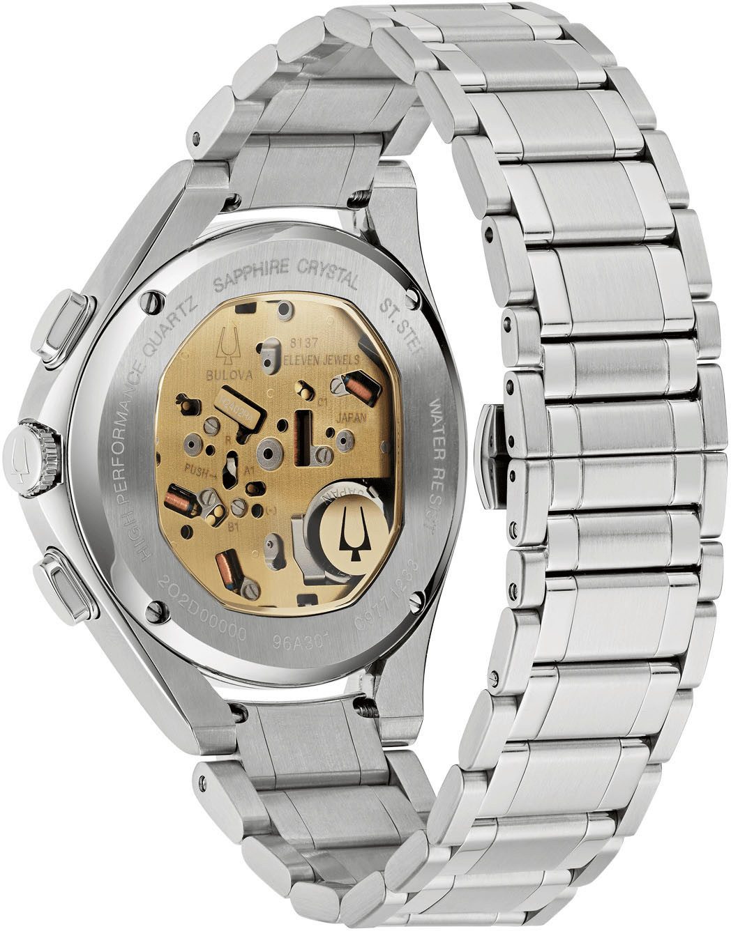 Bulova Chronograaf Curv Horloge, quartz, herenhorloge, roestvrijstalen band, saffierglas
