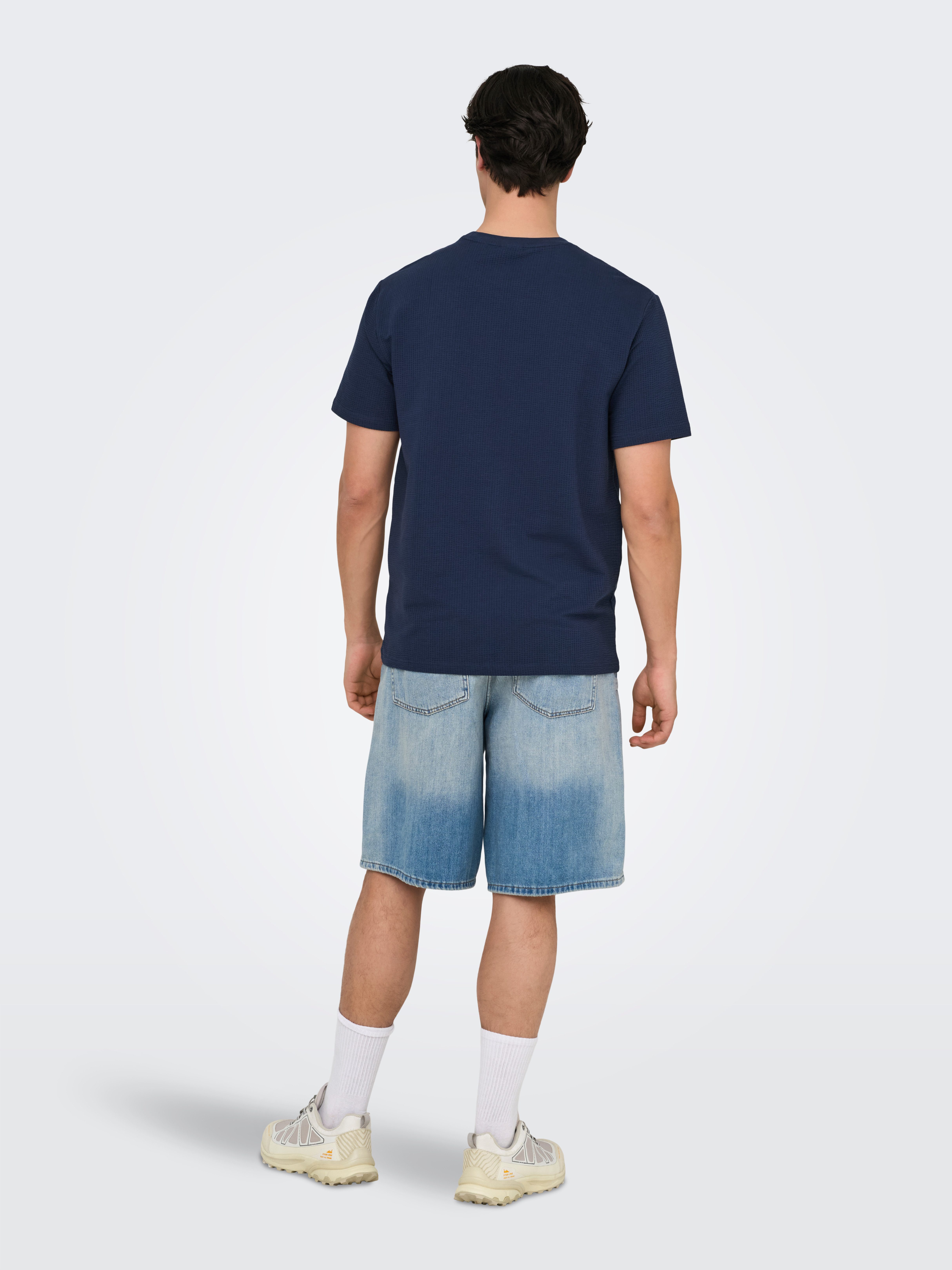 ONLY & SONS Shirt met ronde hals ONSKIAN LIFE REG SEERSUCKER SS TEE NOOS