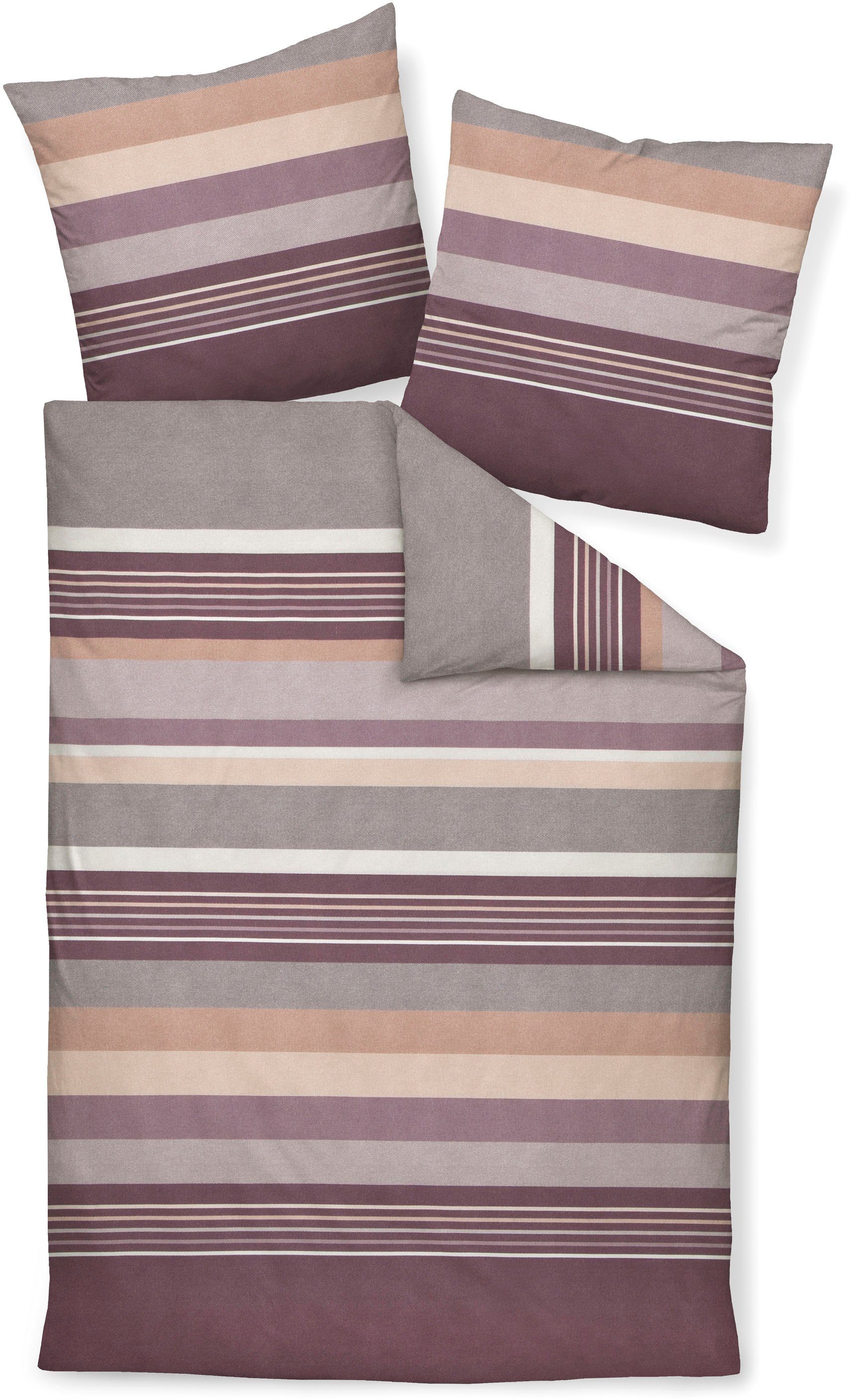 Janine Overtrekset Feinbiber65140 08 met een ritssluiting dekbedovertrekken paars