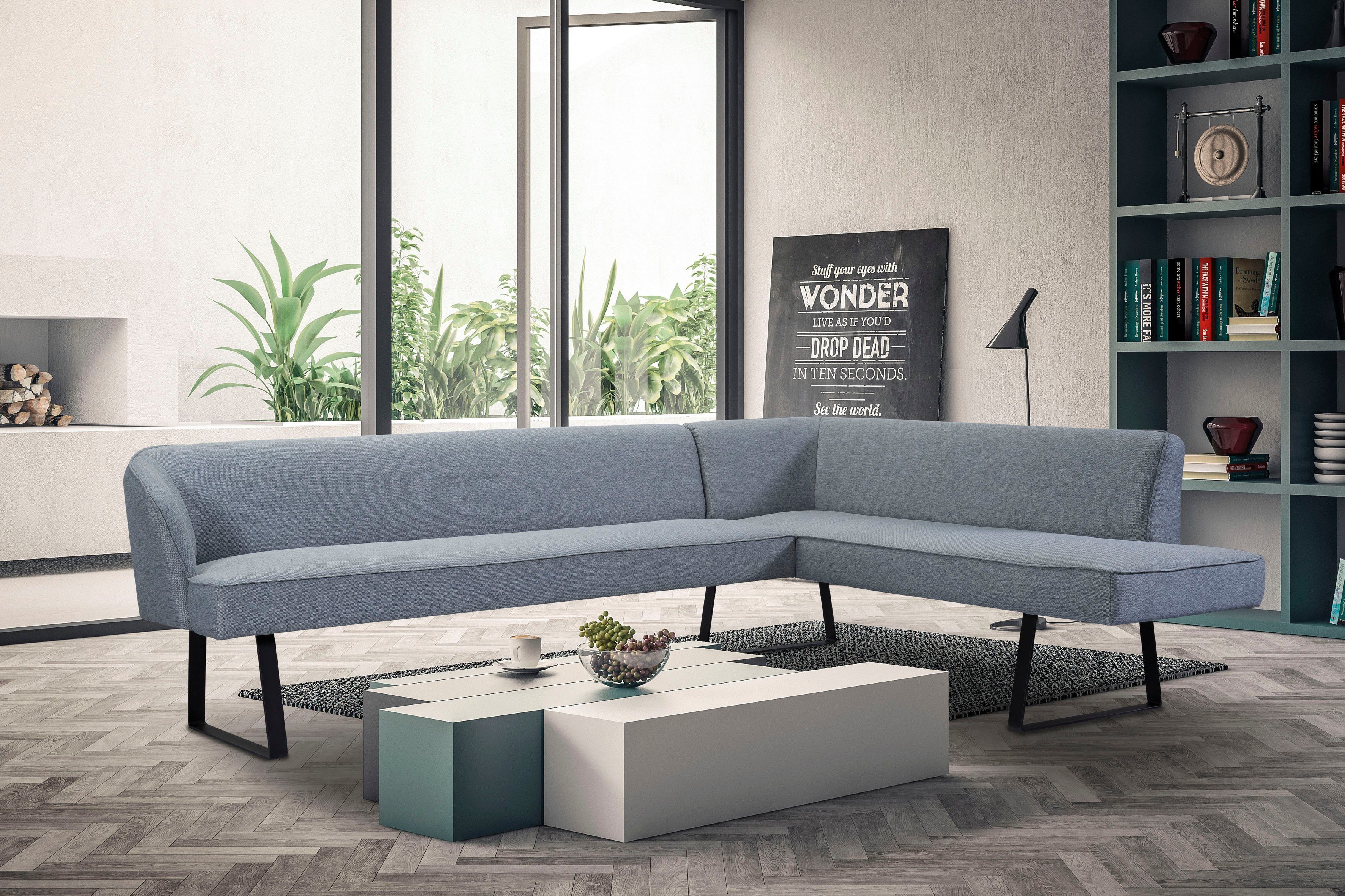 exxpo - sofa fashion Hoekbank Americano met opstaande naad en metalen poten, bekleding in verschillende kwaliteiten