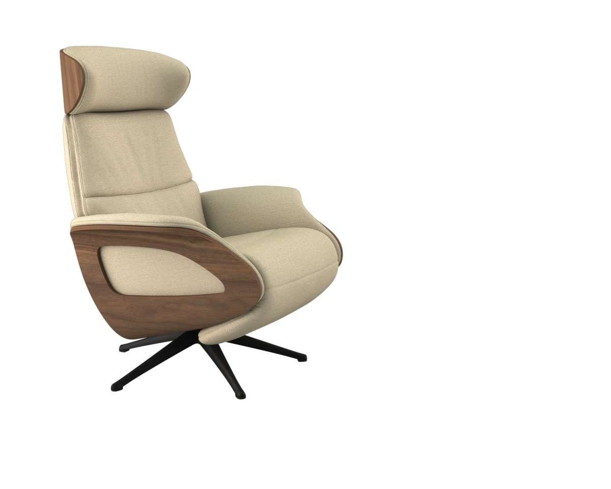 FLEXLUX Relaxfauteuil Clement praktische elektrische fauteuil Maat M, elektrische rug- en voetensteun, accu, armleuning Walnoot, zwarte poot