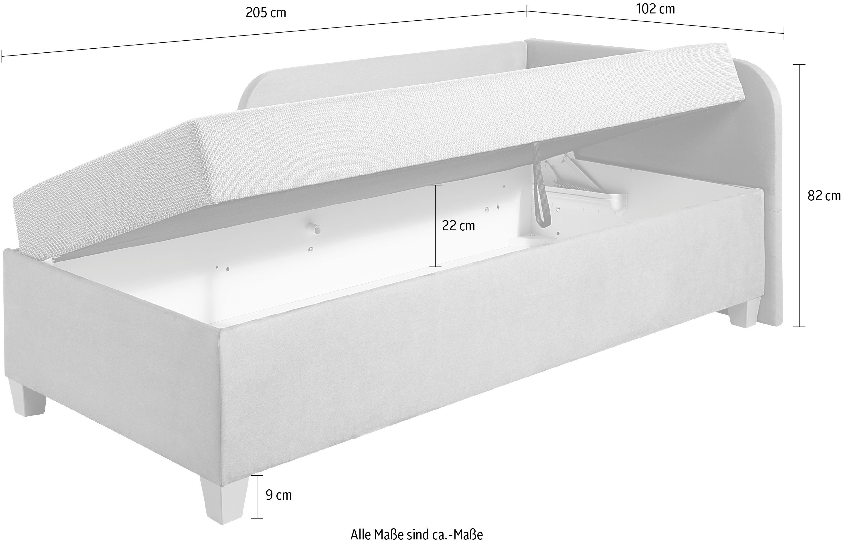 Maintal Bed Aolana met bedkist, in 2 breedten, binnenvering- of bonell-matras ter keuze