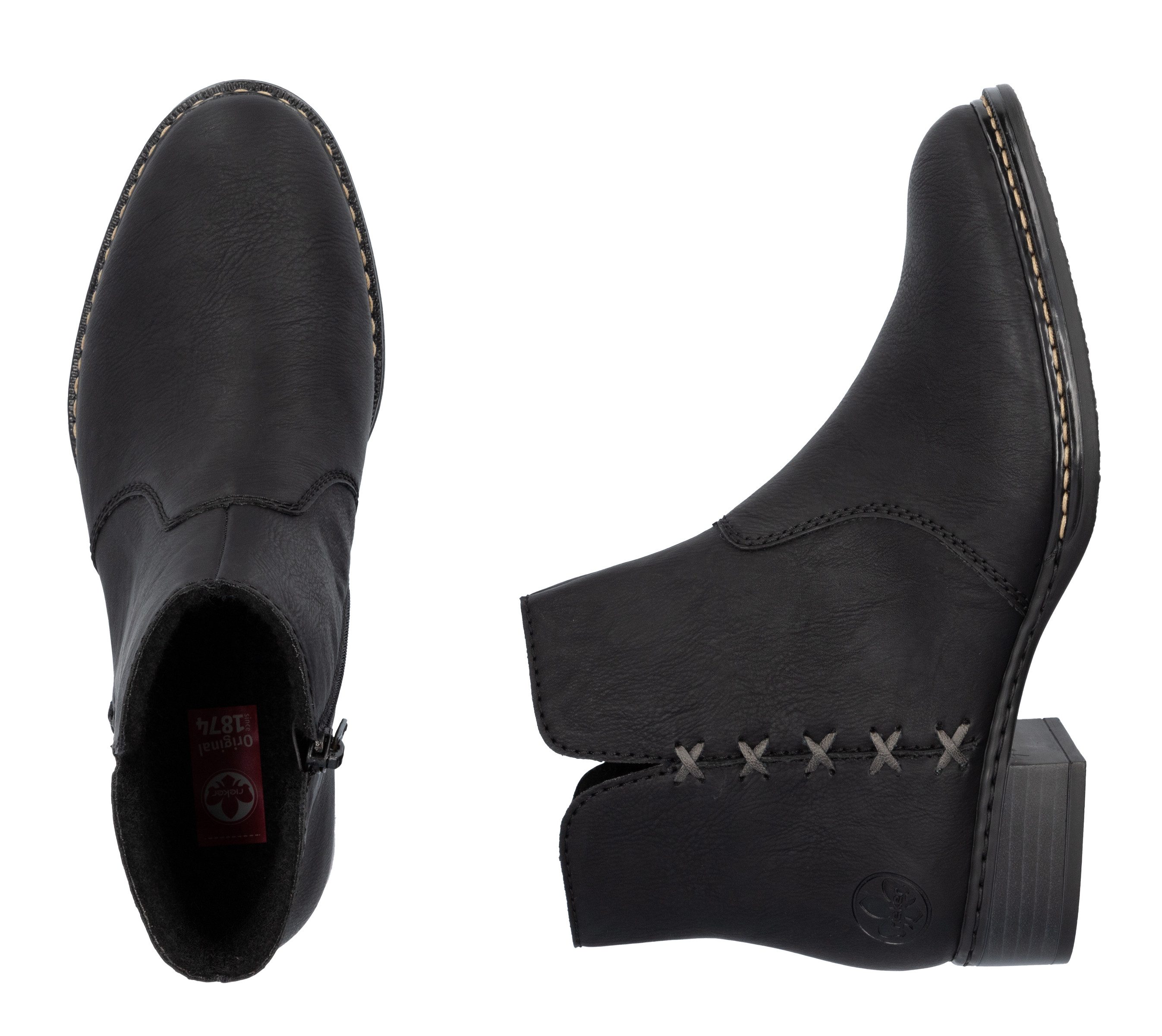 Rieker Laarsjes , ritssluiting-enkellaars, ankleboots met blokhak
