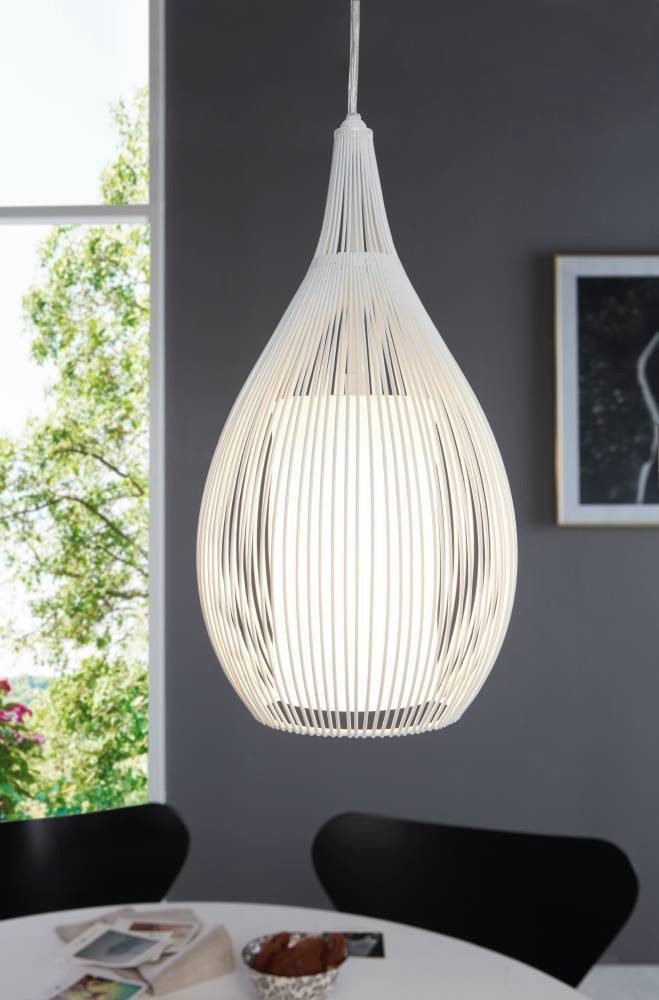 EGLO Hanglamp RAZONI hanglamp, pendellamp, staal, gesatineerd glas, wit, E27 (1 stuk)