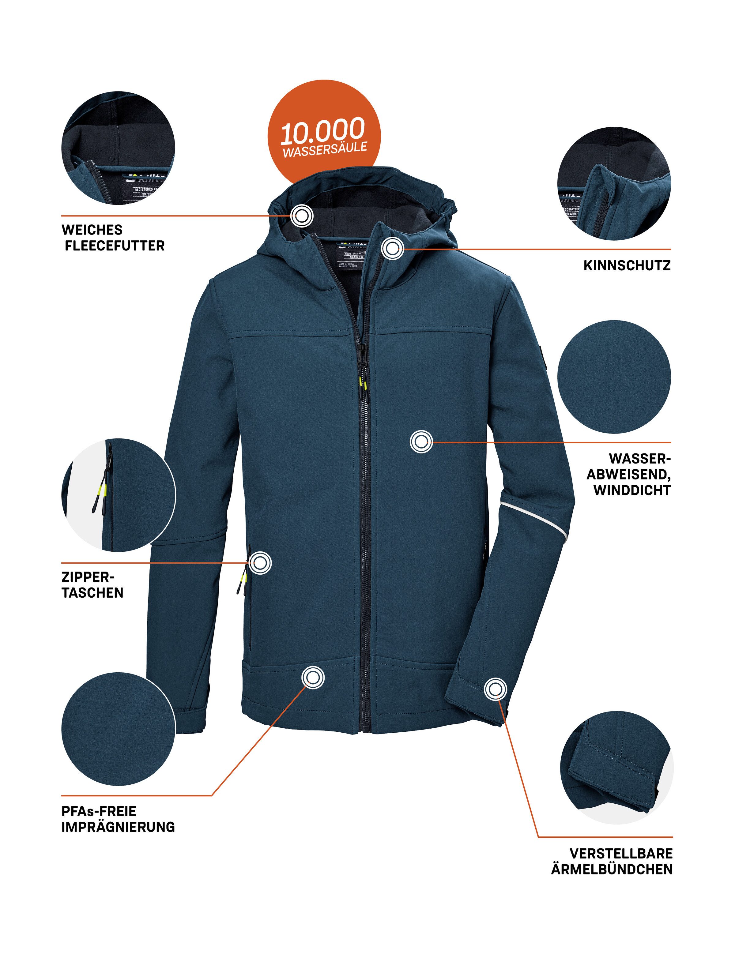 Killtec Softshell-jack KOS 143 BYS SFTSHLL JCKT Wind- en waterafstotende, ademende, PFAS-vrije kinderjas