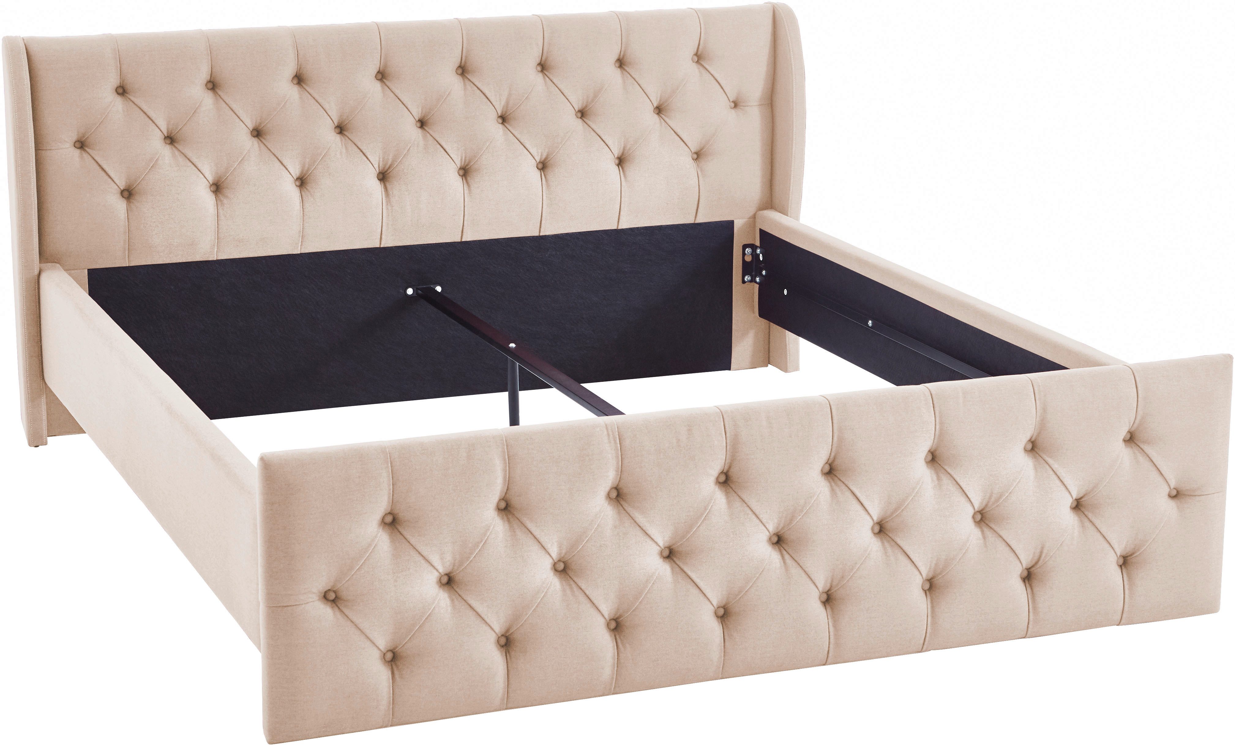ATLANTIC home collection Gestoffeerd bed TAMINA met Chesterfield-look hoofd- en voetdeel