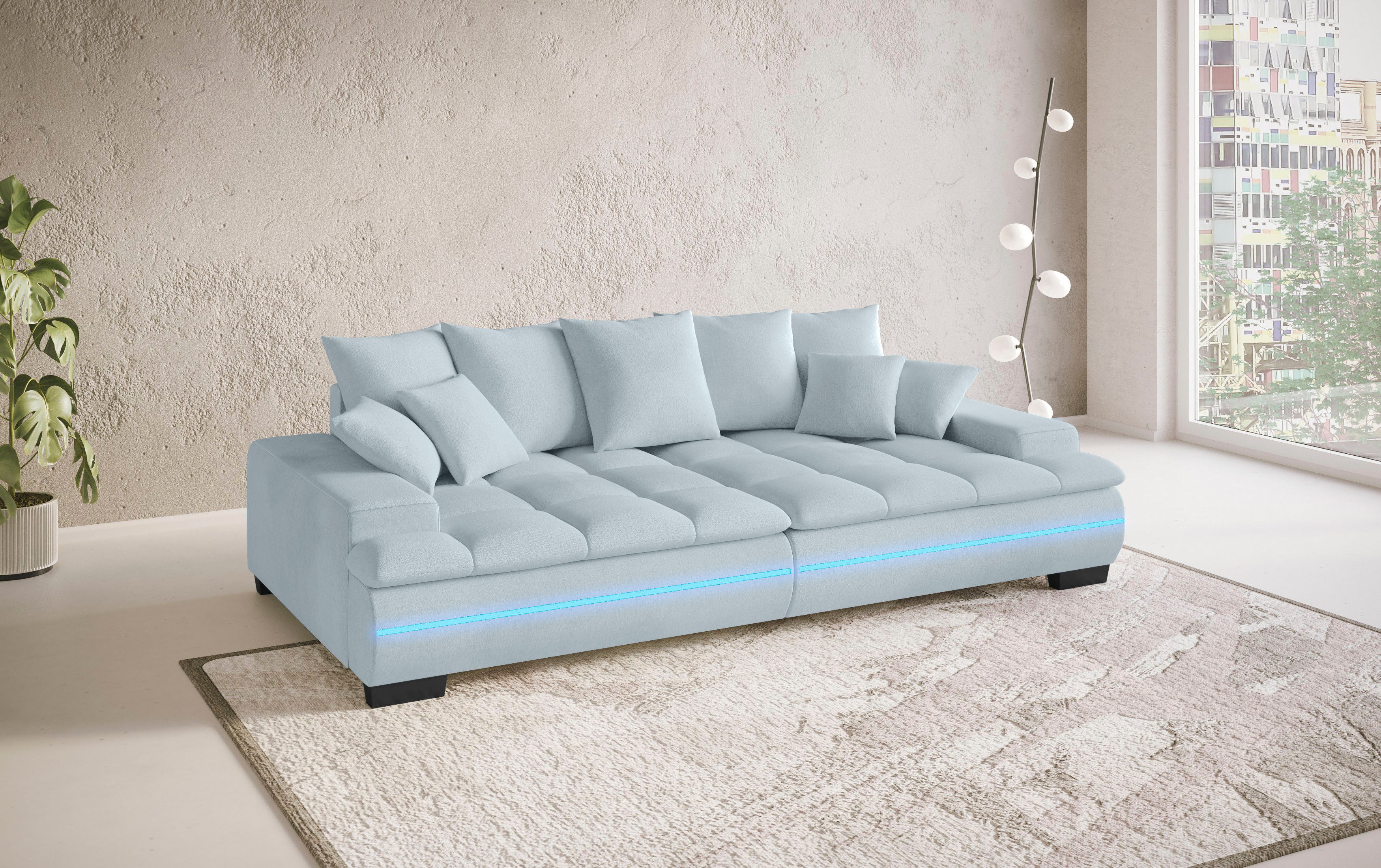Mr. Couch Megabank Haiti II RGB-LED verlichting, koudschuim bekleding, tot 140 kg belastbaar