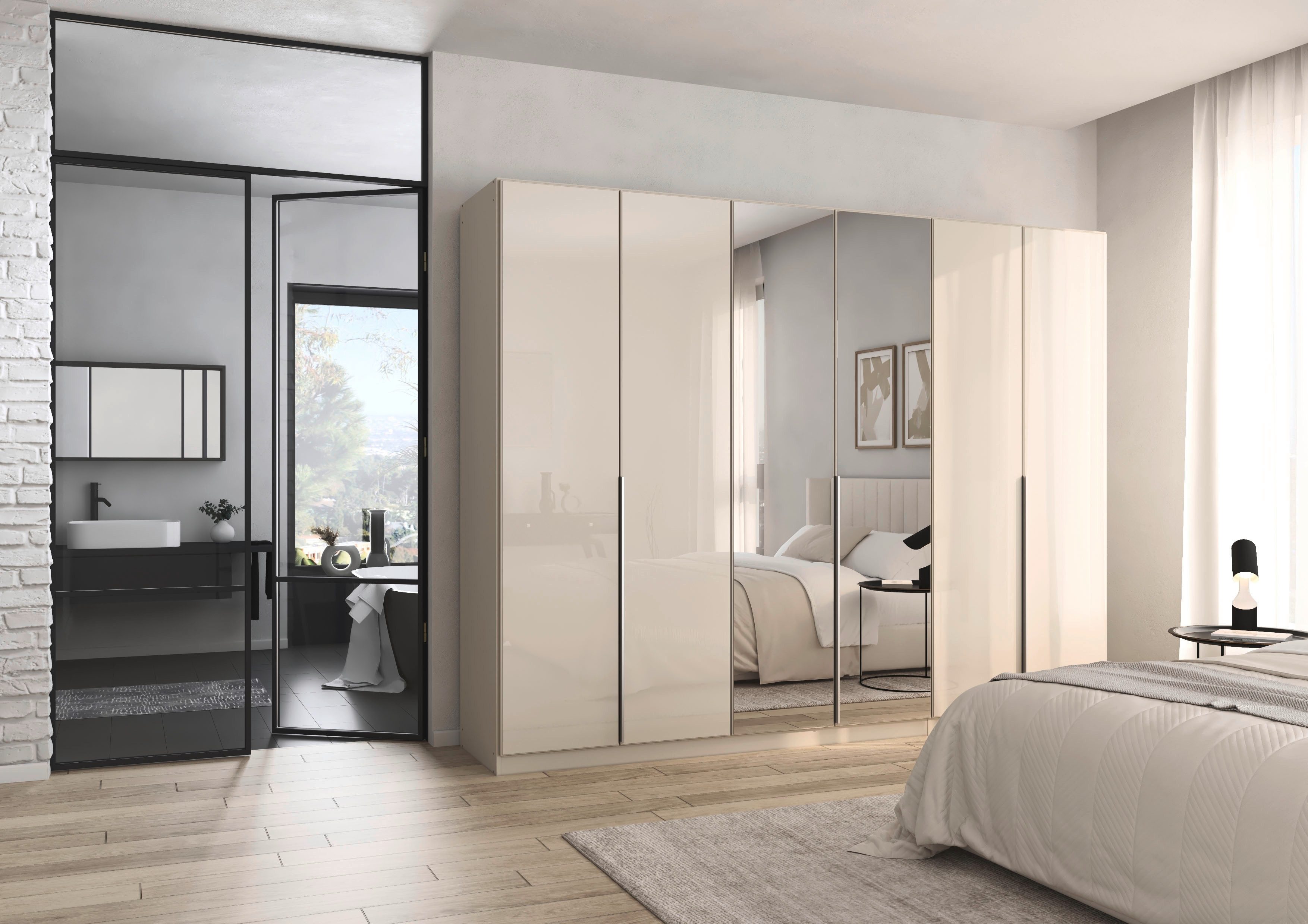 rauch Draaideurkast Kledingkasten kast garderobe AGORDO met glazen front doordachte binnenuitrusting, in 6 breedtes en 2 hoogtes made in germany
