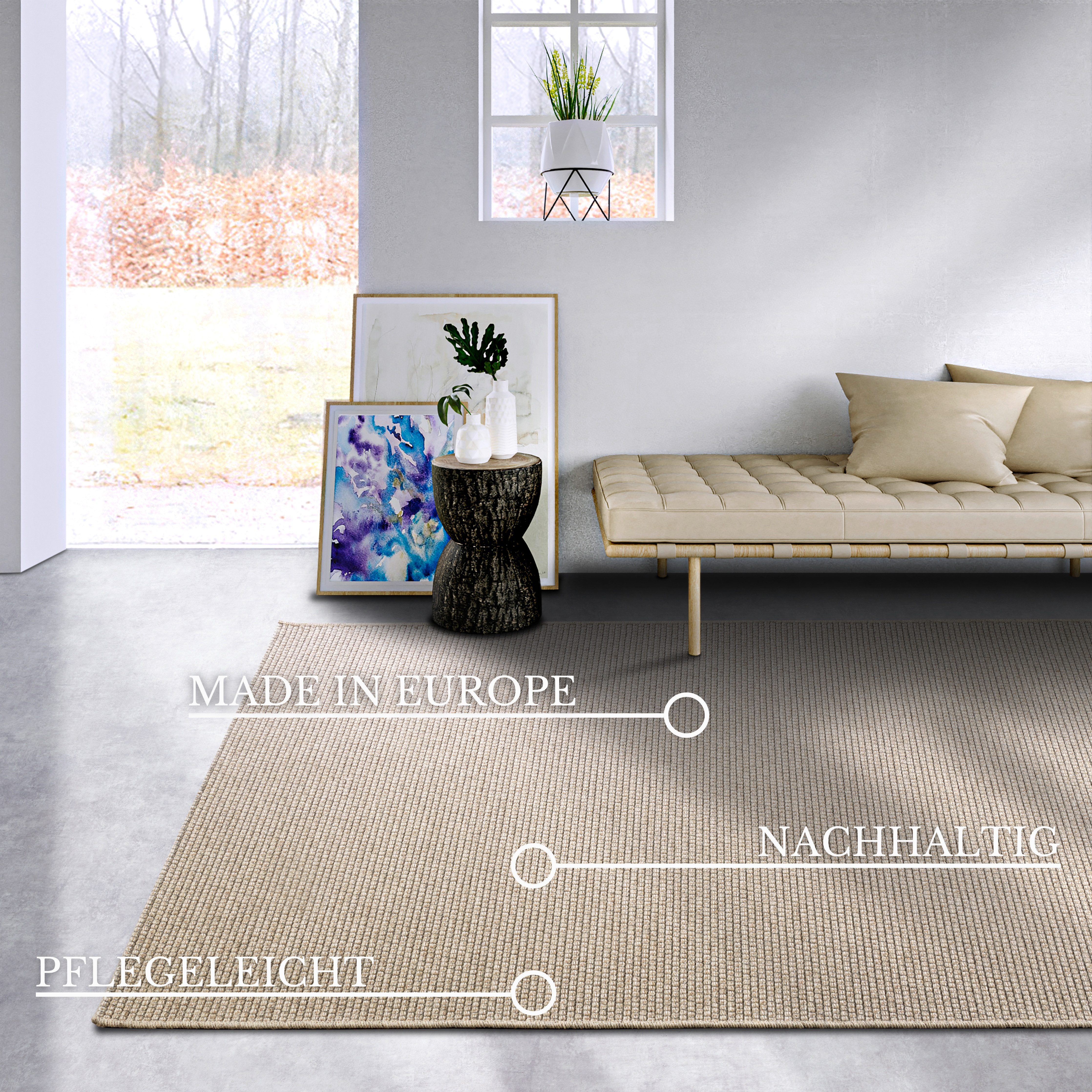 Villeroy & Boch Wollen kleed CHARLES Scheerwol, wol, natuur, woonkamer, slaapkamer, boho, scandi