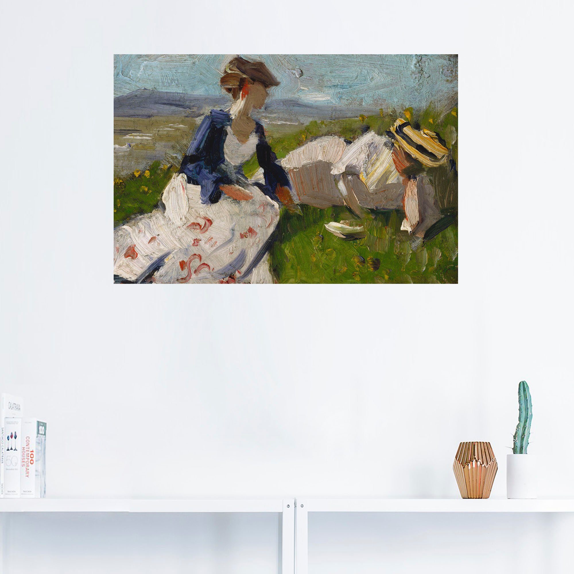 Artland Artprint Twee vrouwen bij de berg als artprint van aluminium, artprint op linnen, muursticker of poster in verschillende maten
