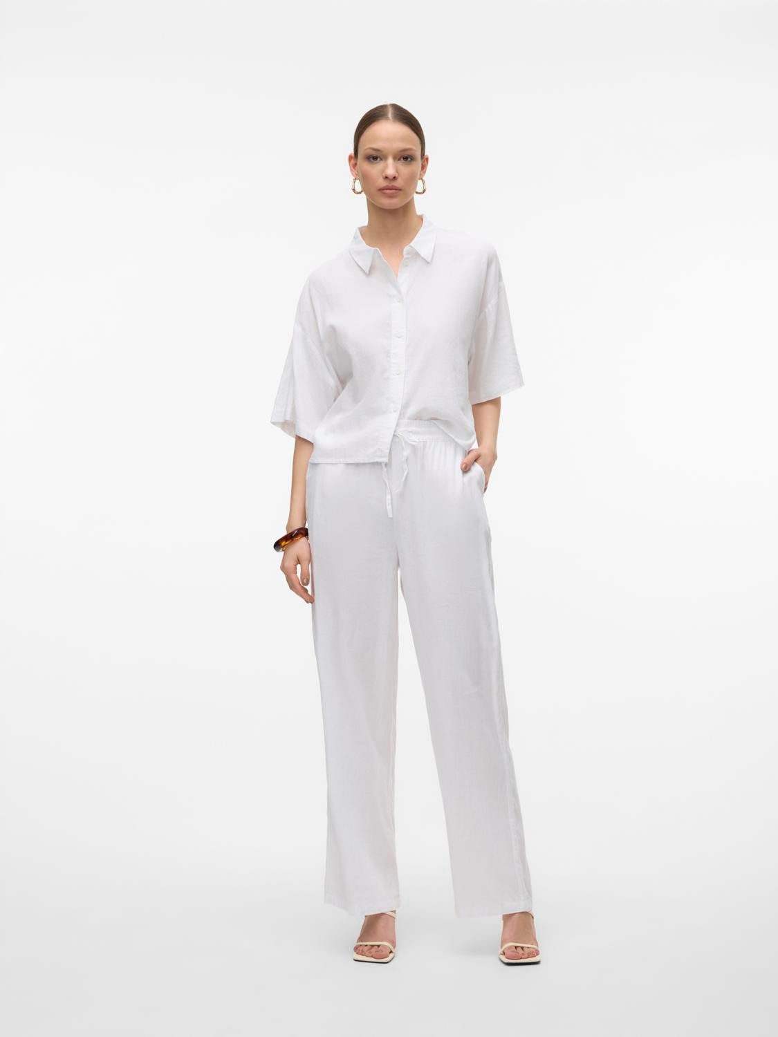 Vero Moda Overhemdblouse VMLINN LINEN 2/4 SHORT SHIRT WVN NOOS