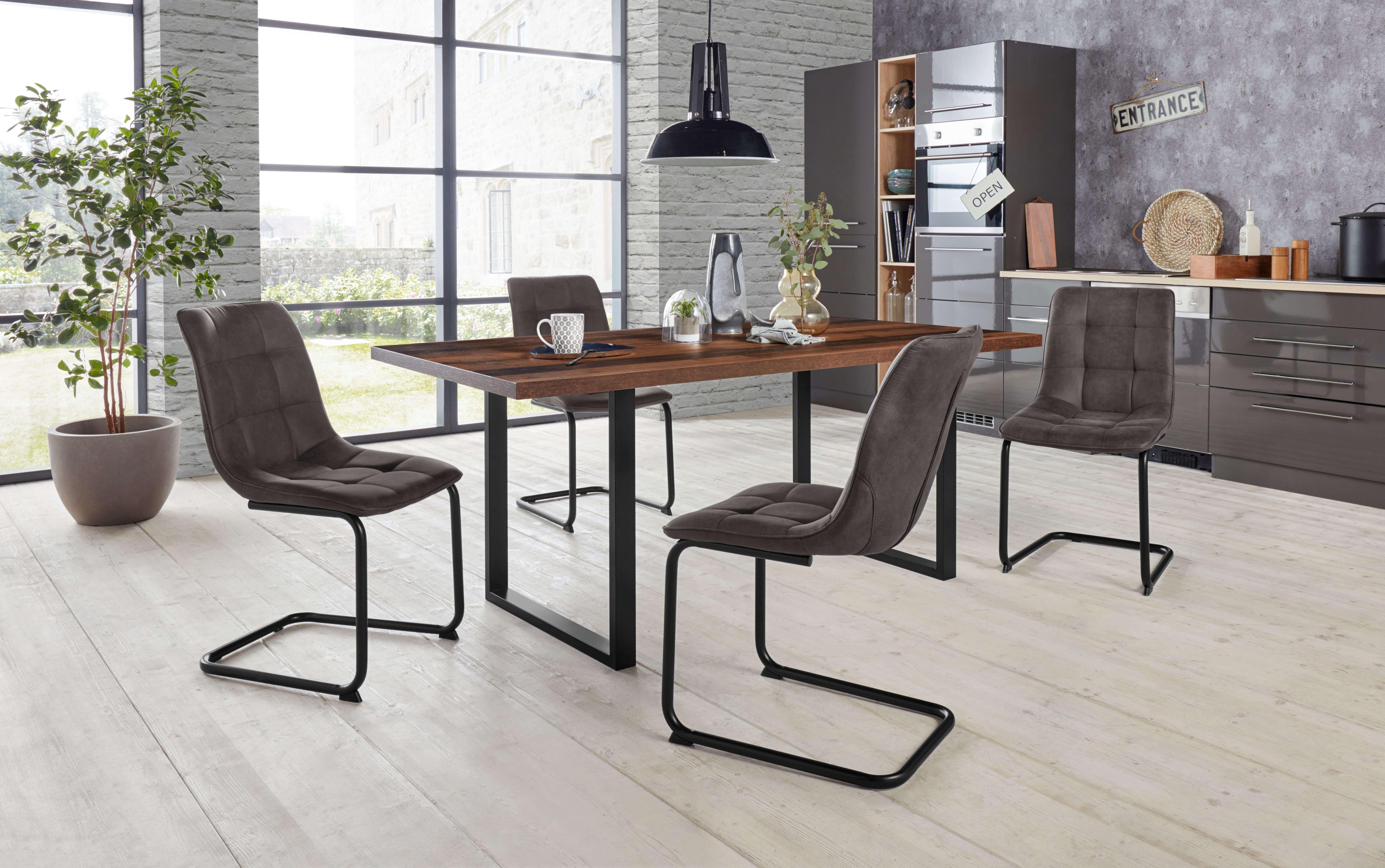FORTE Eettafel Breedte 160 cm, beugelonderstel in industriële look
