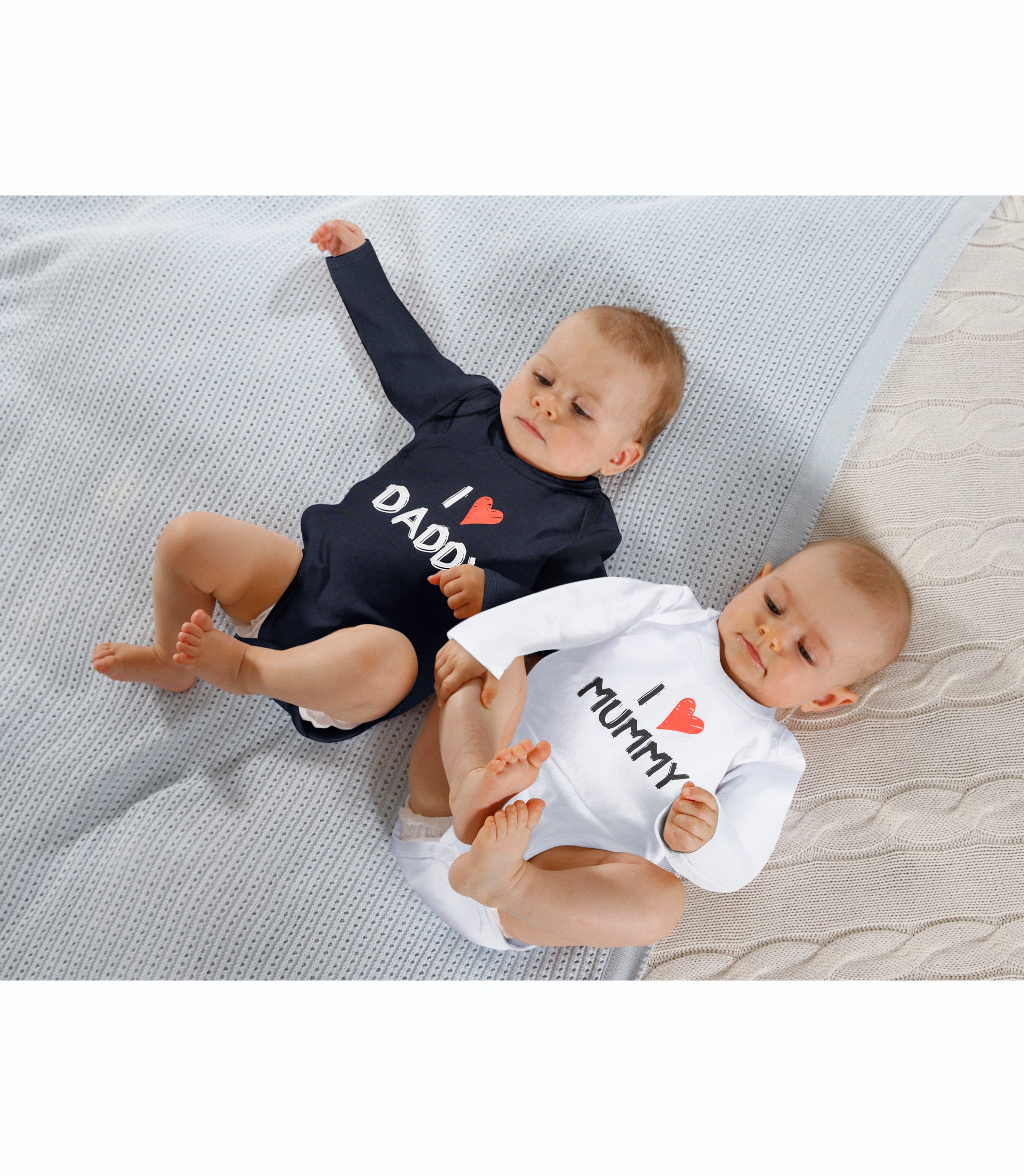 KIDSWORLD Body met lange mouwen 2-pack baby-body spreuken, Mummy&Daddy (set, 2-delig)