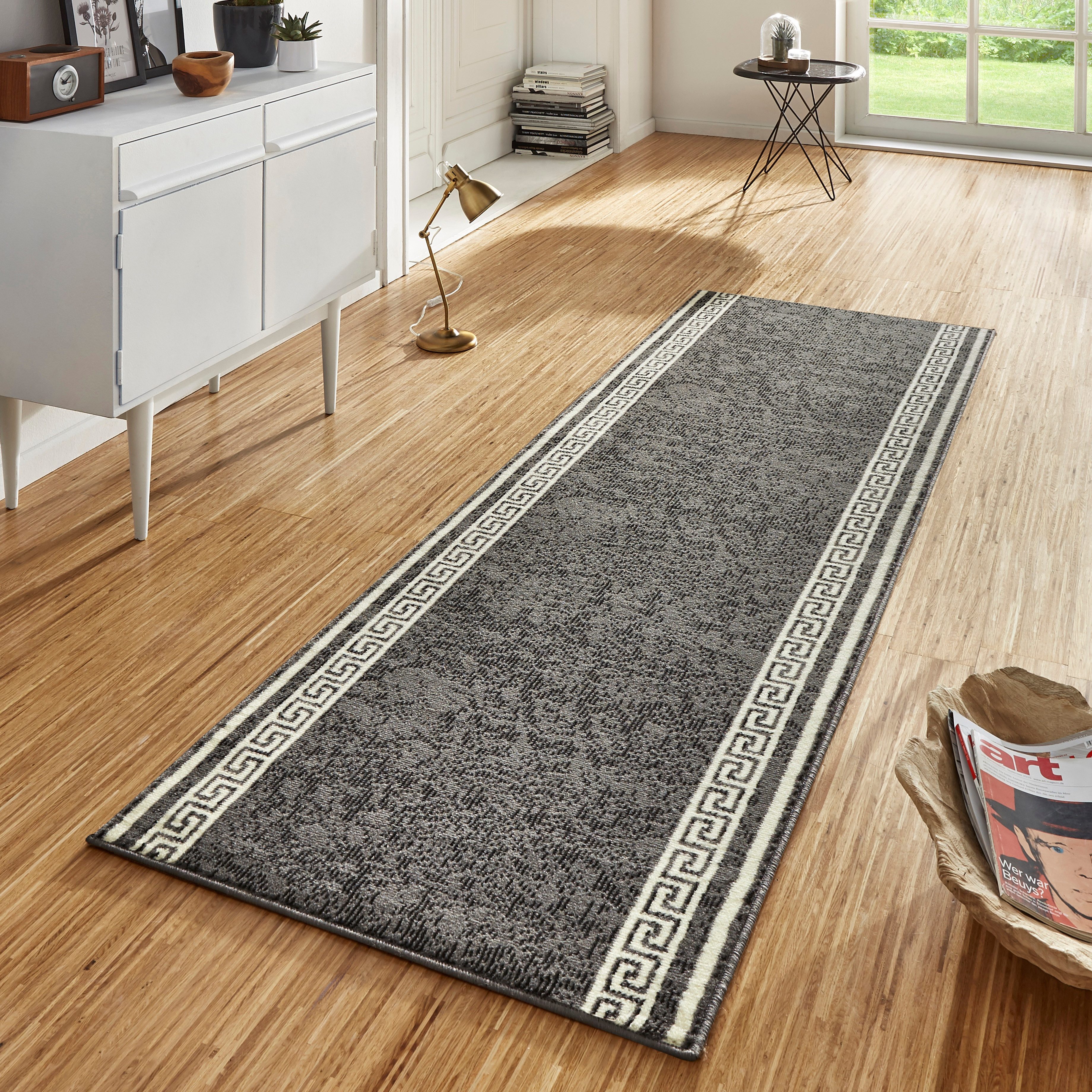 HANSE Home Loper Casa Korte pool, zacht, loper, randdessin, vloerkleed, keuken, hal, motief lopers maat 80x250 cm grijs