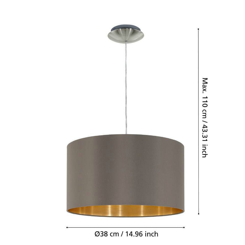 EGLO Hanglamp MASERLO hanglamp, cappuccino, goud, zilver, stof, elegant, modern