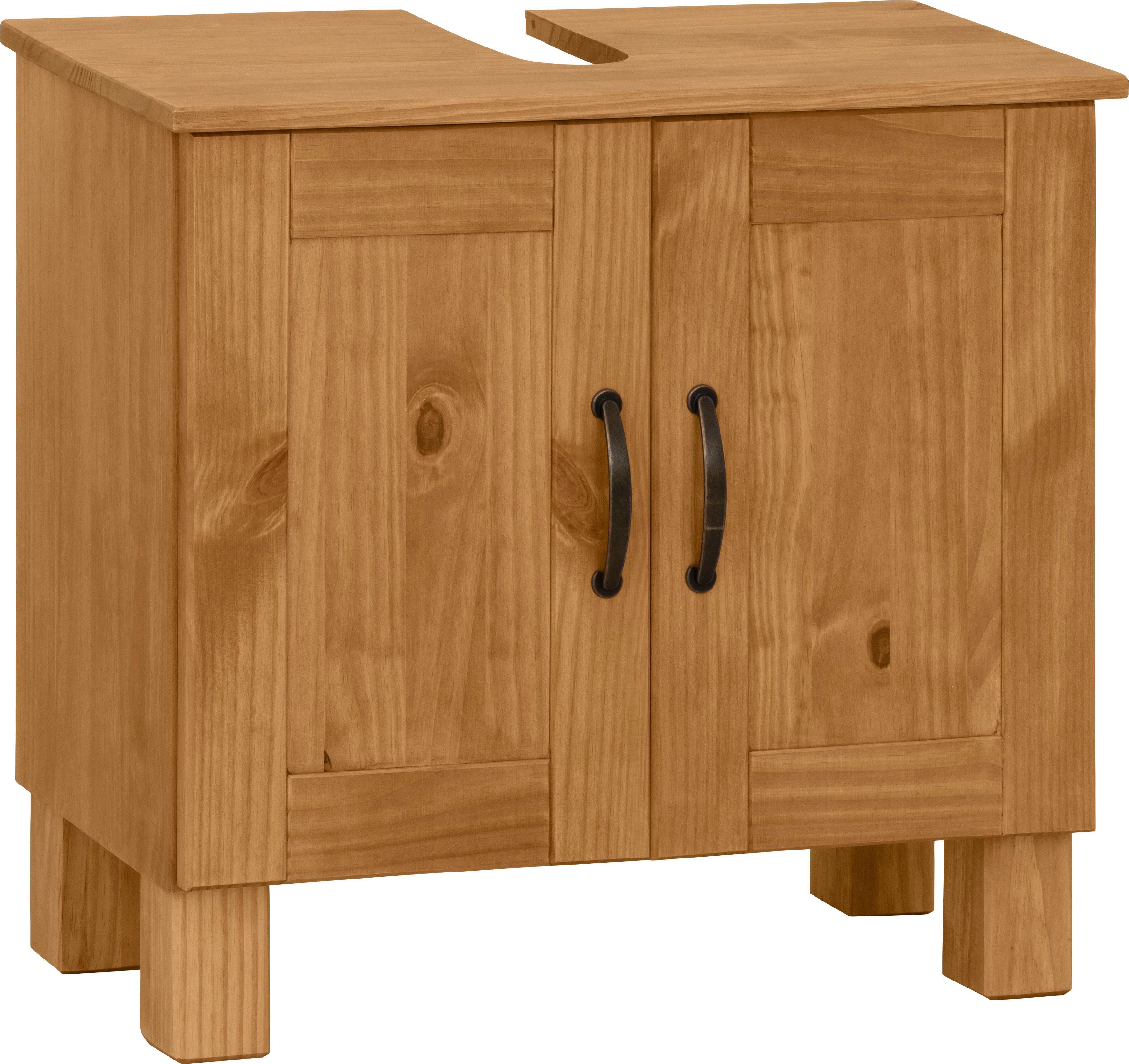 Home affaire Wastafelonderkast Rodby Massief, FSC®-gecertificeerd hout, grepen metaal, breedte 60 cm, hoogte 55 cm