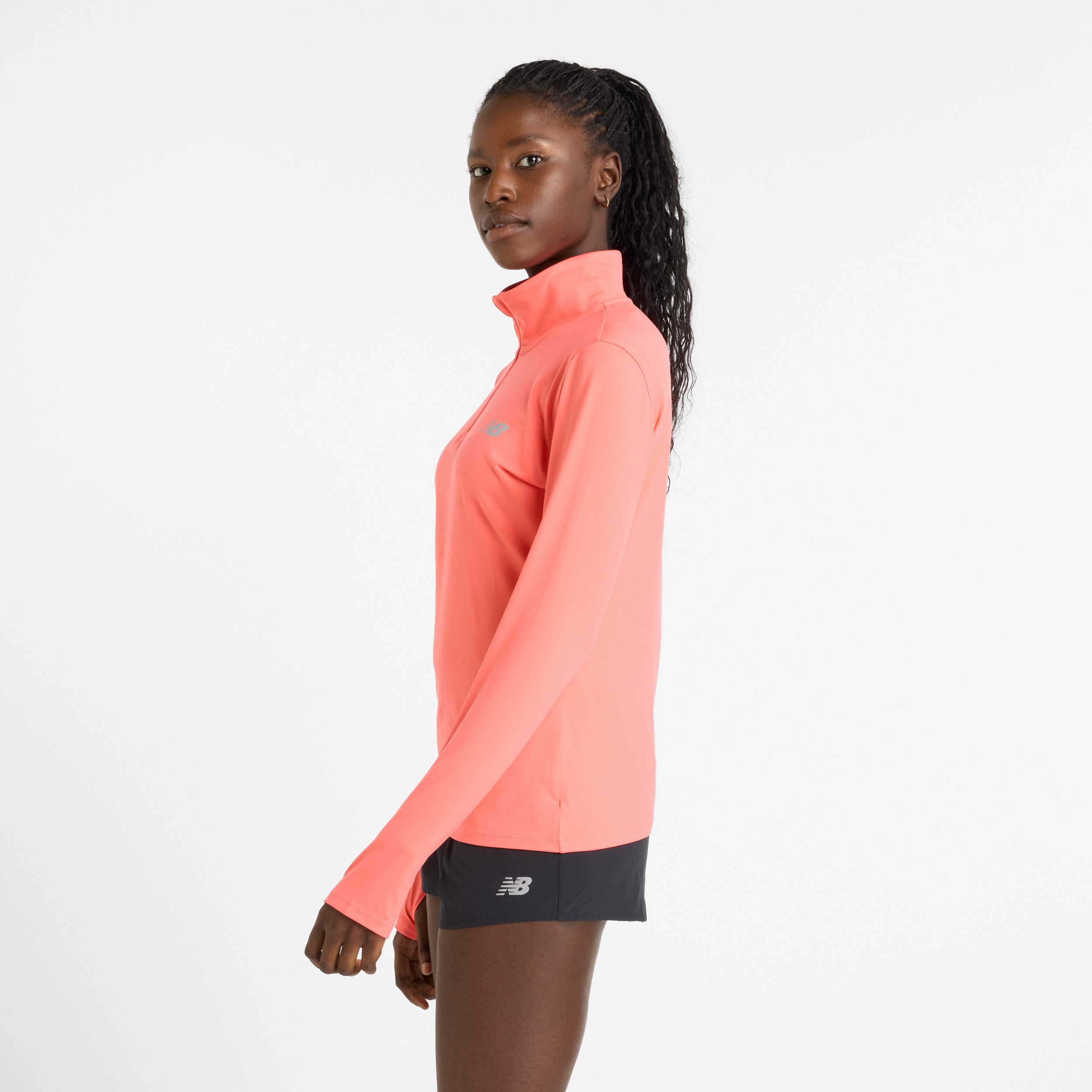 New Balance Runningshirt Sport Essentialspace Dye Quarter Zip PINK TAFFY