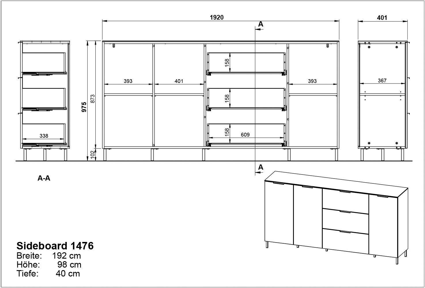 GERMANIA Dressoir California Breedte 192 cm
