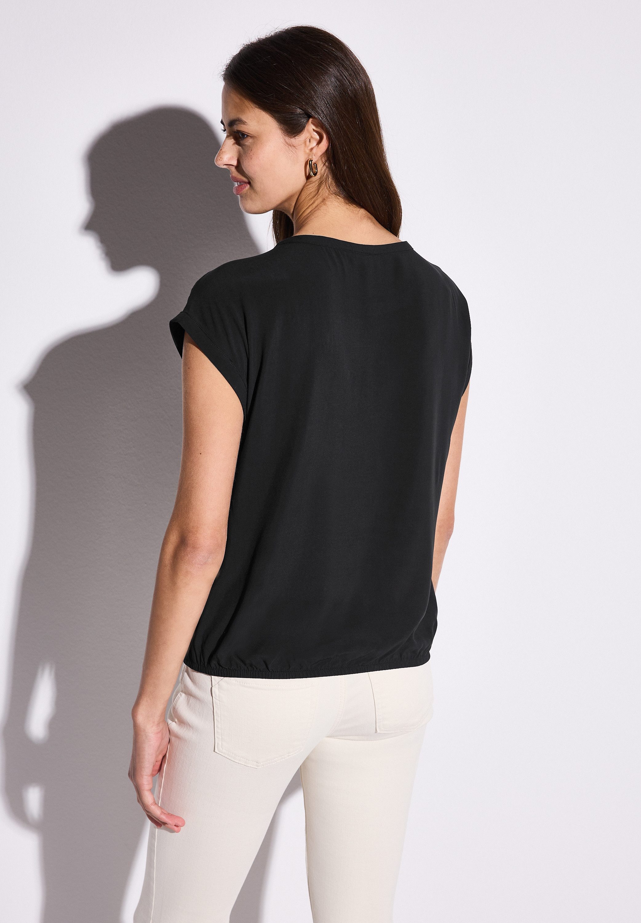 STREET ONE Blouse met korte mouwen met elastische zoom
