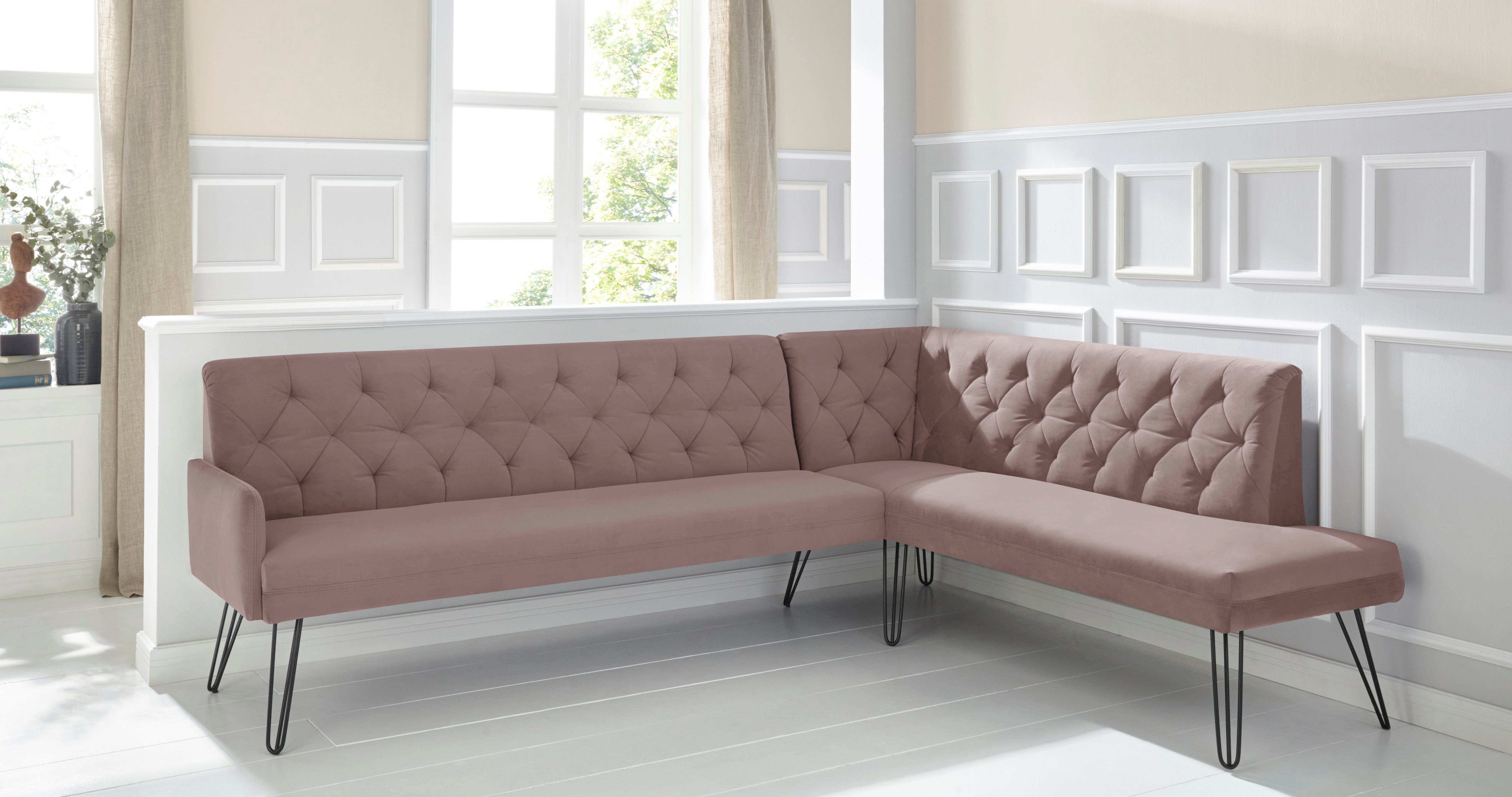 exxpo - sofa fashion Hoekbank Doppio, Chesterfield look, comfortabel en handig, hoge designvoeten