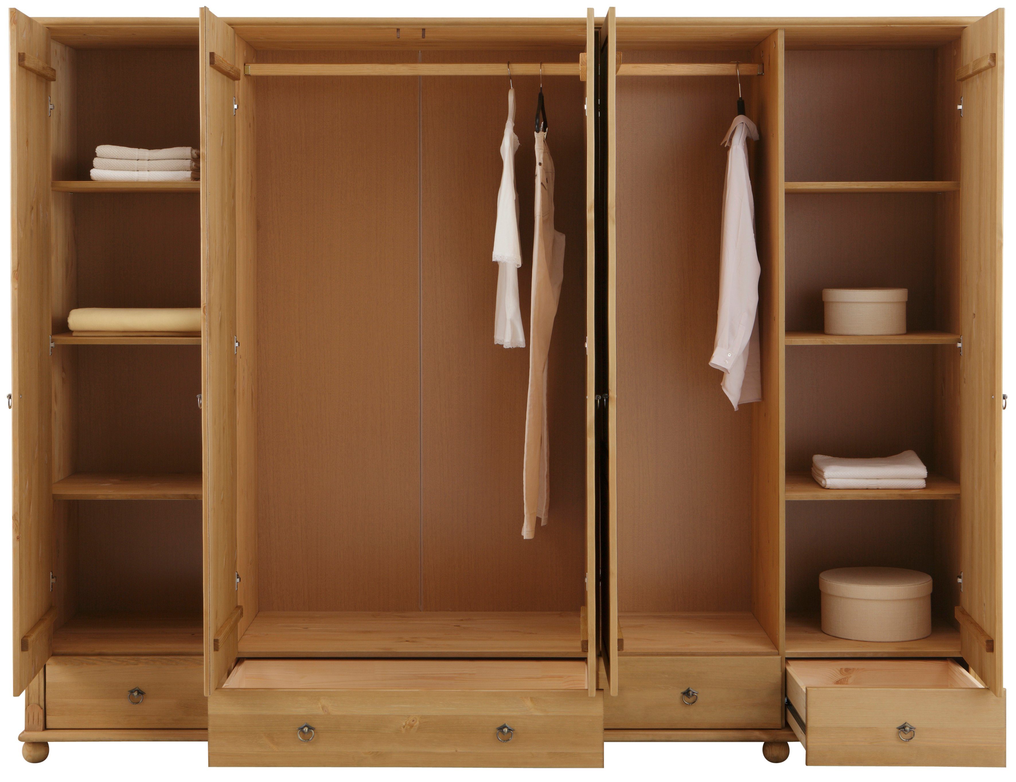 Home affaire Kledingkast TESSIN Breedte 245 cm, massief grenen, met spiegel