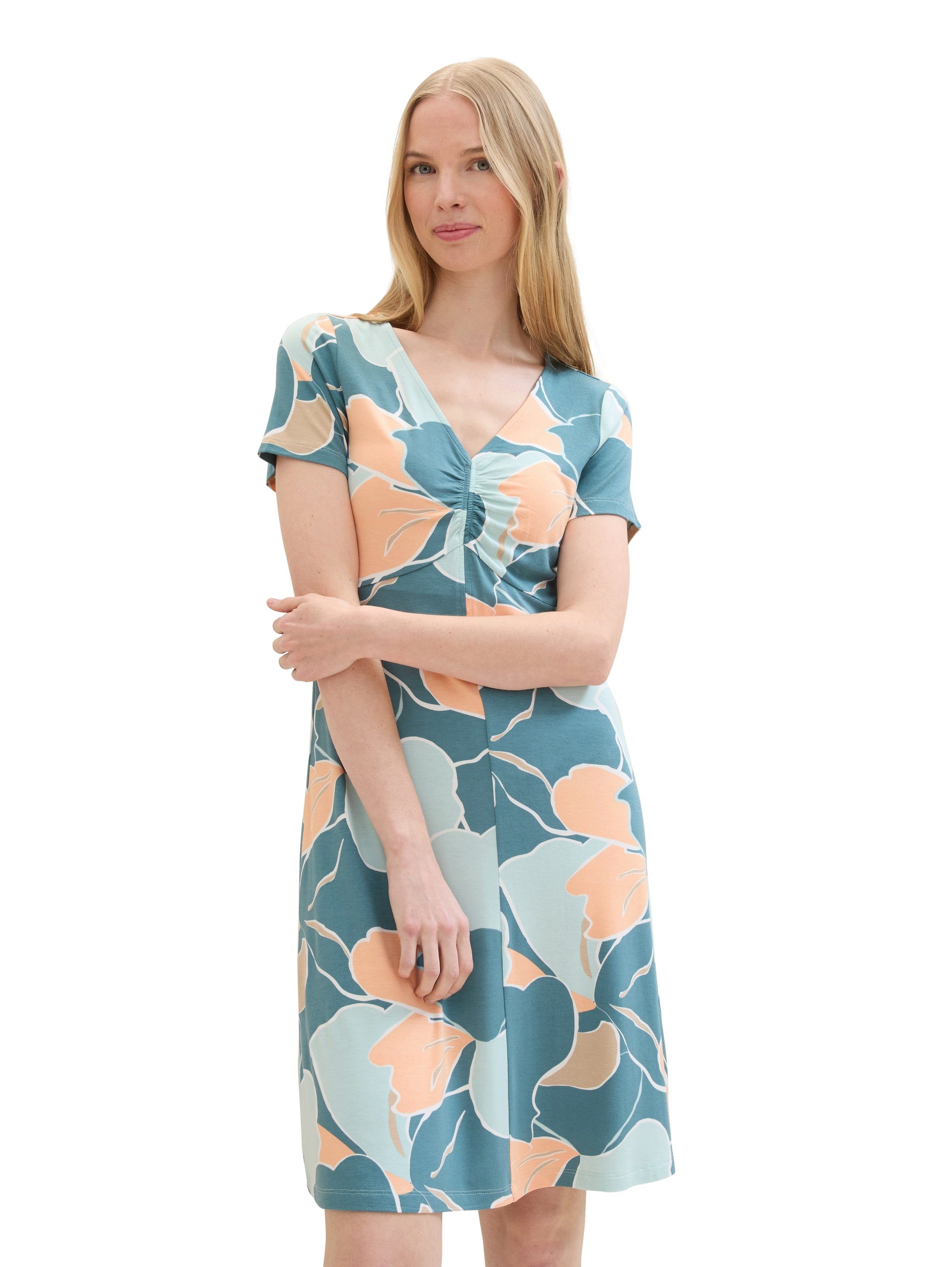 Tom Tailor Mini-jurk met allover-print en v-hals
