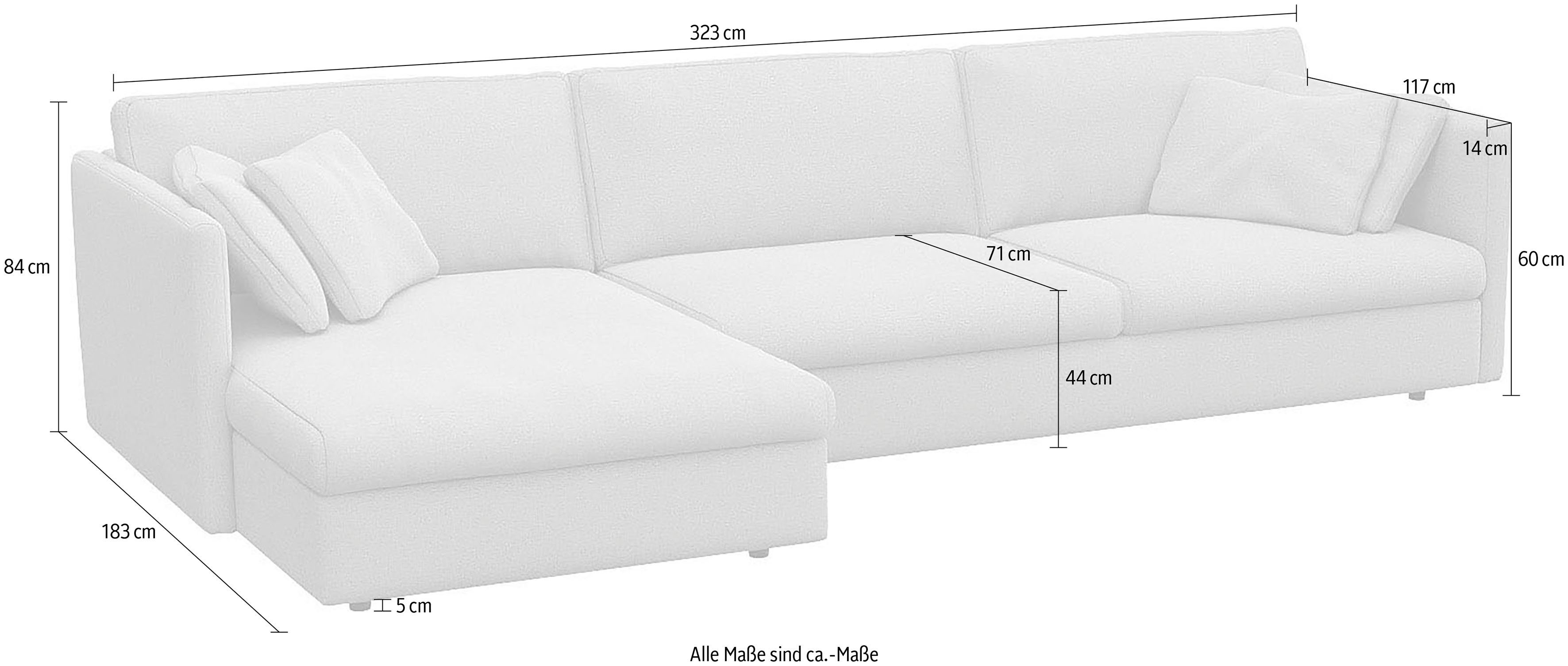 FLEXLUX Hoekbank Lovane Zacht en zeer comfortabel, grote zitdiepte op koudschuim, inclusief sierkussen