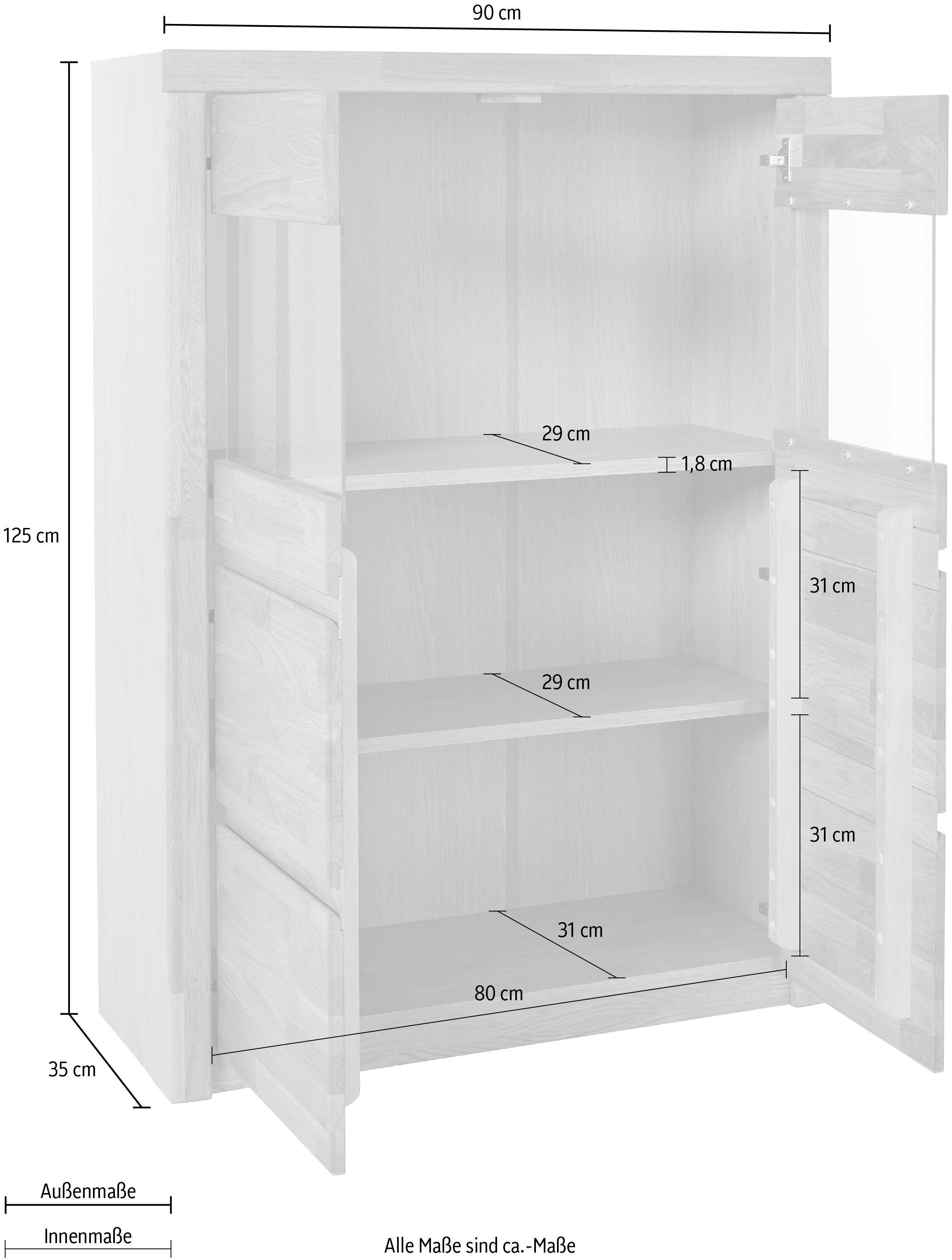 Home affaire Highboard Silkeborg mooie greeploze look, gedeeltelijk massief