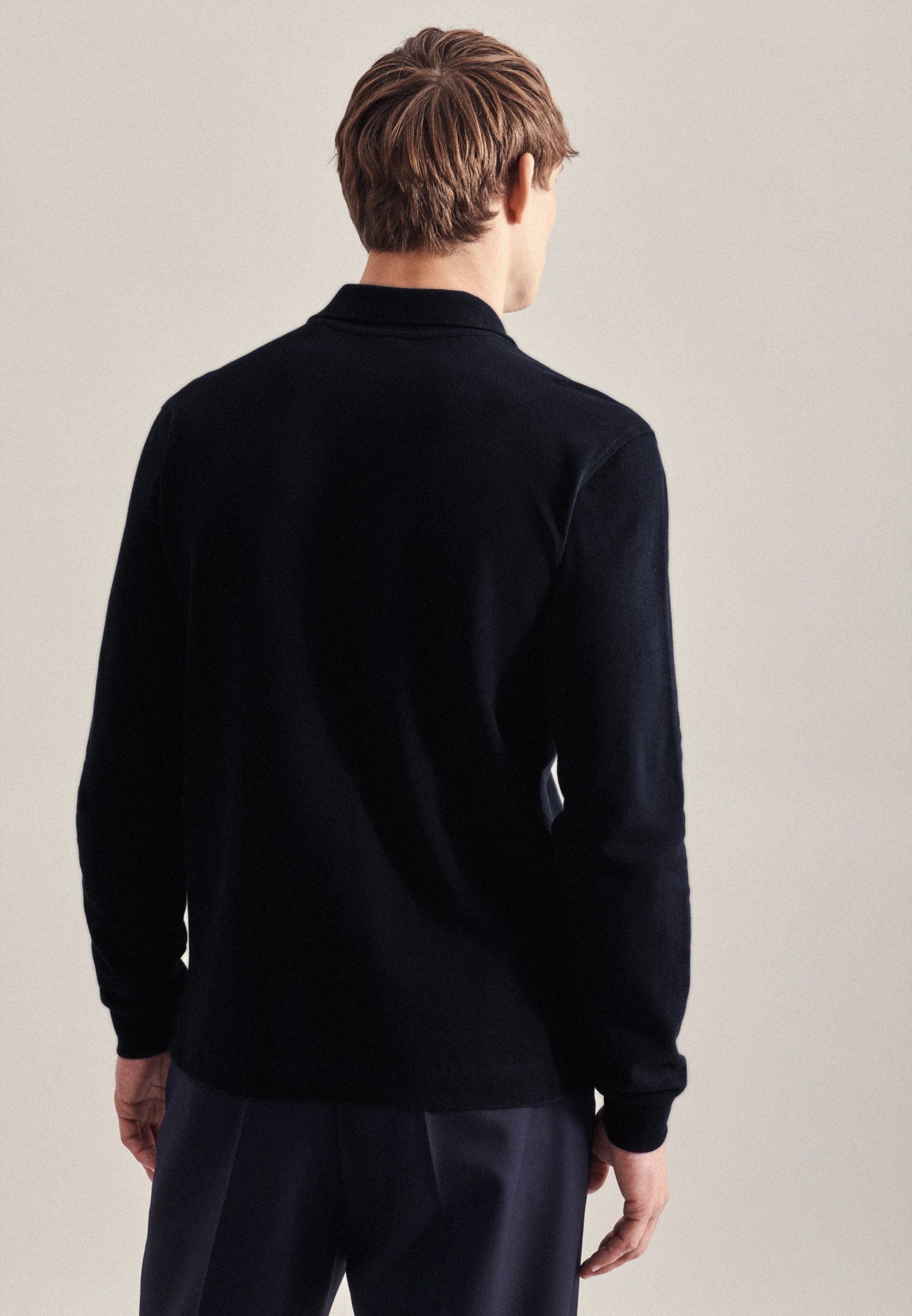 seidensticker Poloshirt Regular Lange mouwen kraag uni