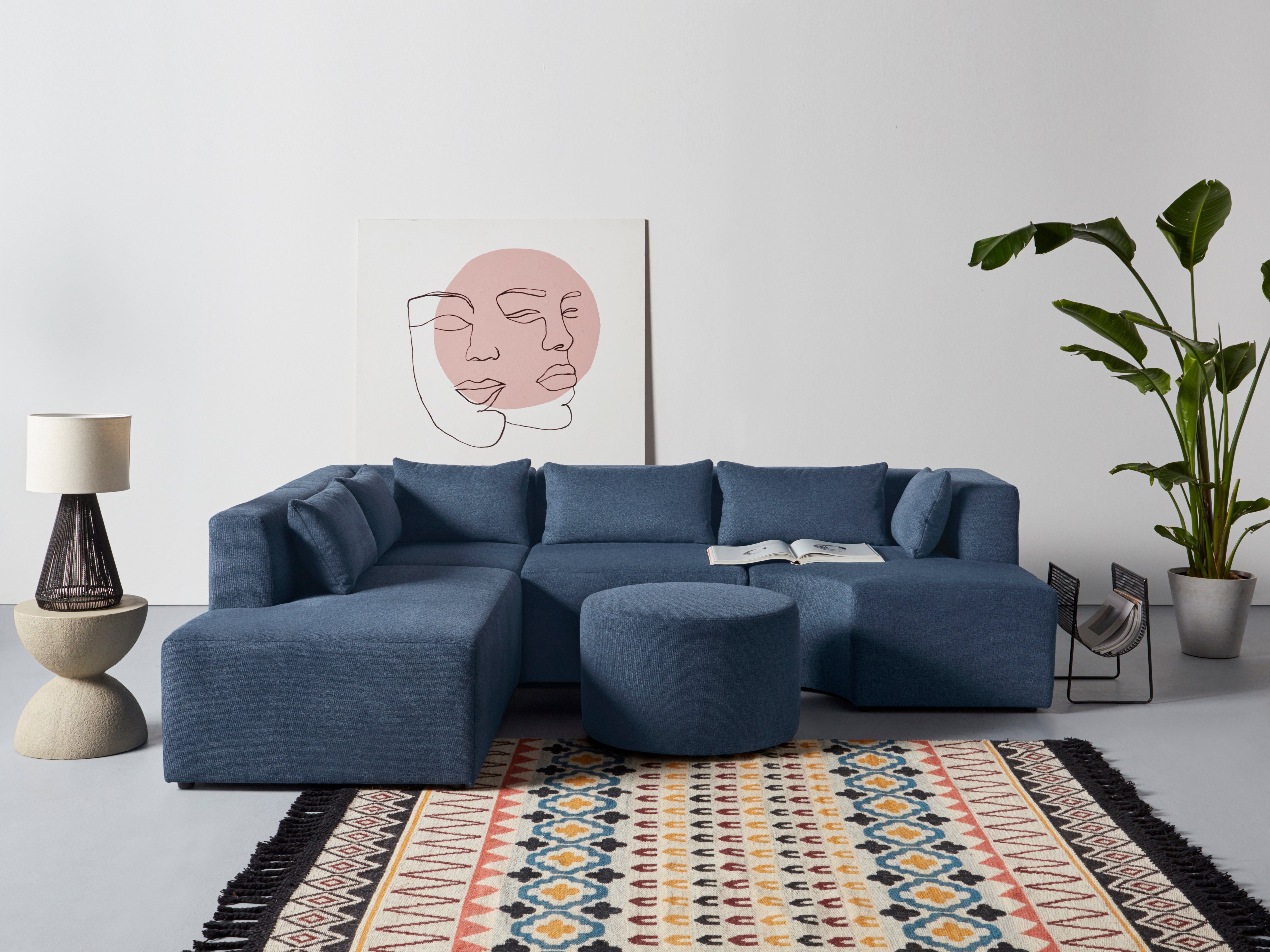 Leonique Hoekbank Alexane L-vorm samengesteld uit modules, in vele stofkwaliteiten en kleuren. blauw, hoekbanken, 267 cm