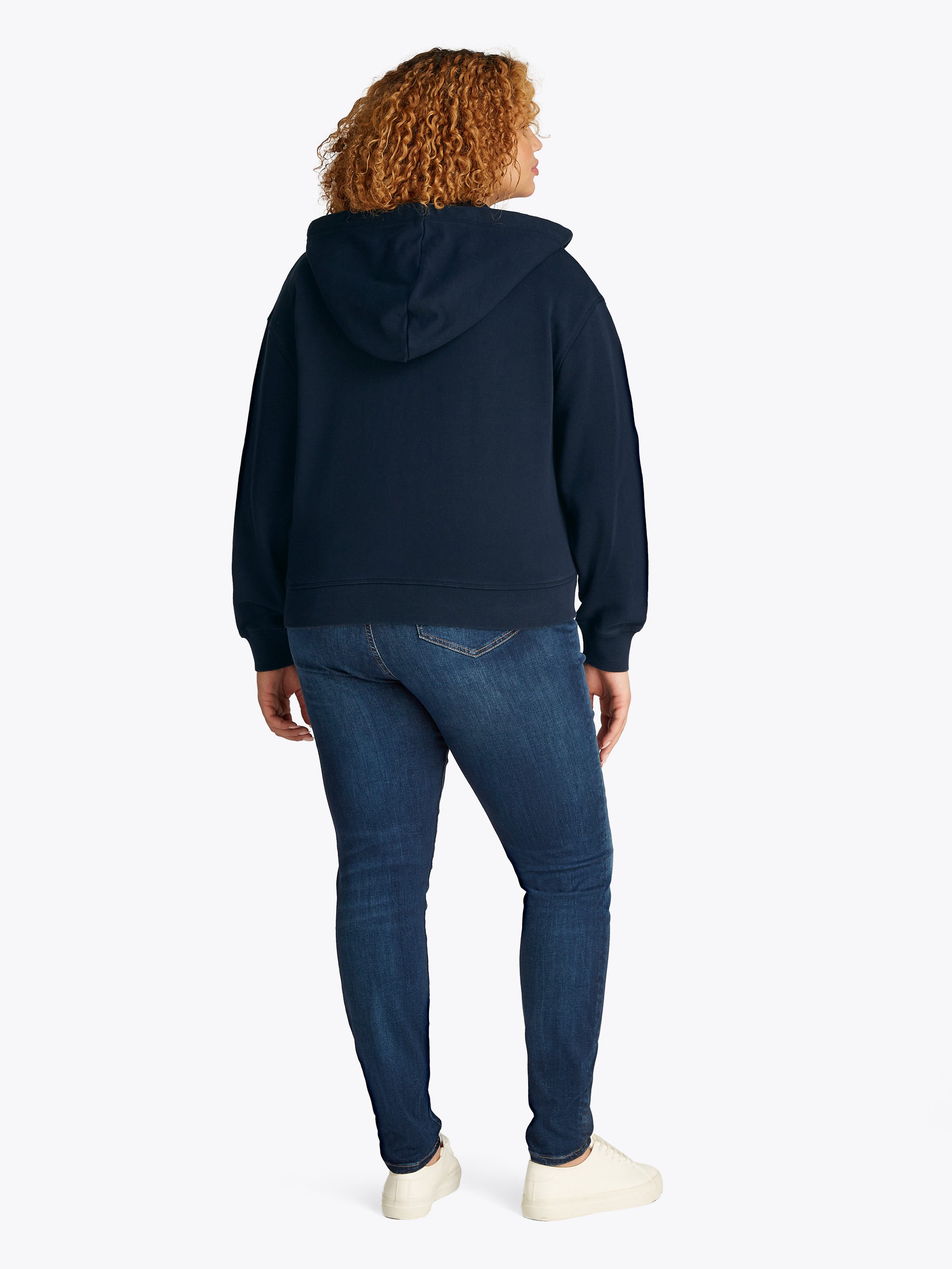 Tommy Hilfiger Curve Sweatvest CRV REG SCRIPT ZIP HOODIE in grote maten, capuchon, rits, logo-opdruk