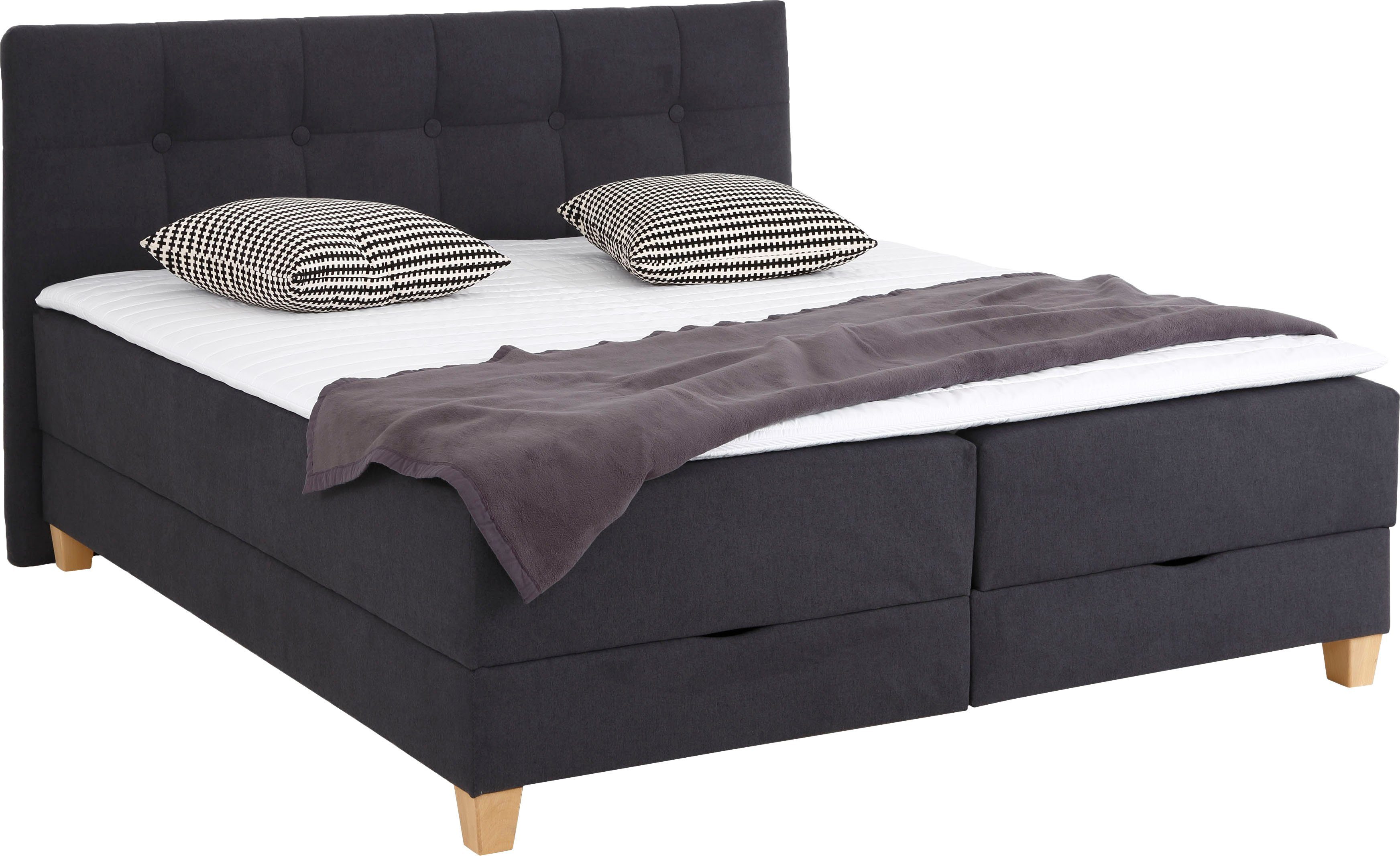 Home affaire Boxspring Lonrai in h2, h3 & h4 en xxl - verlengde 220 cm kiesbaar, incl. topper